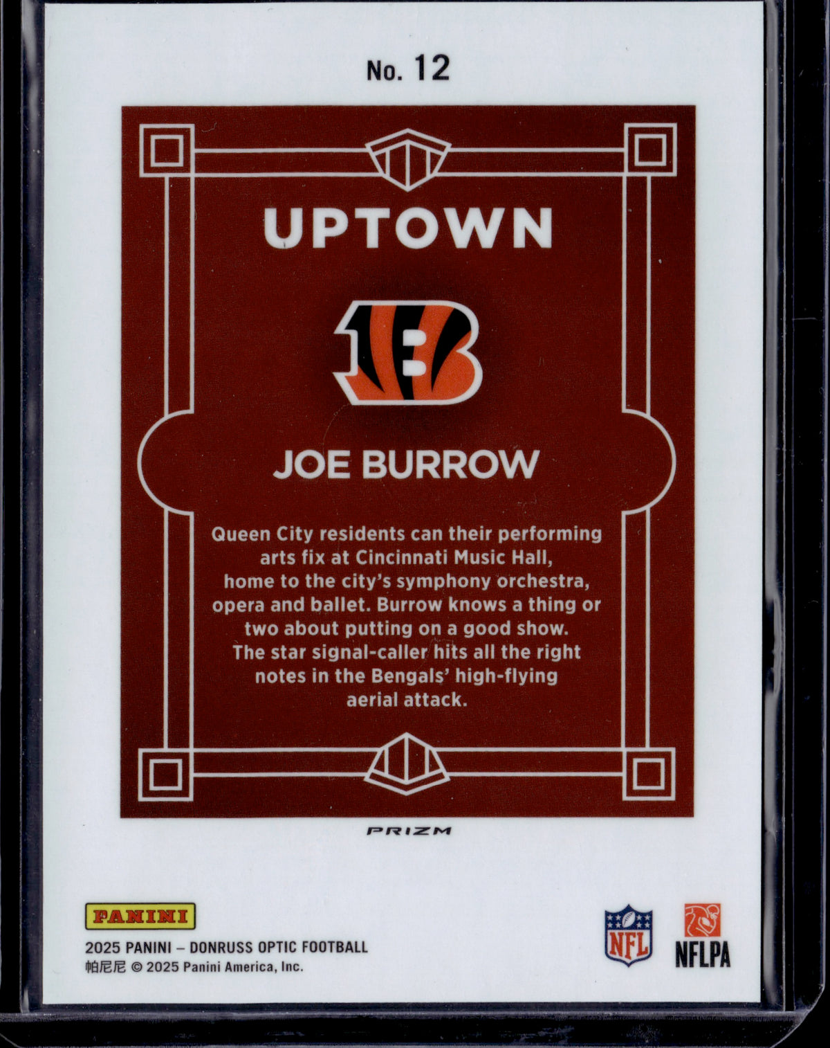 2025 Panini Donruss Optic Football Joe Burrow #No. 12