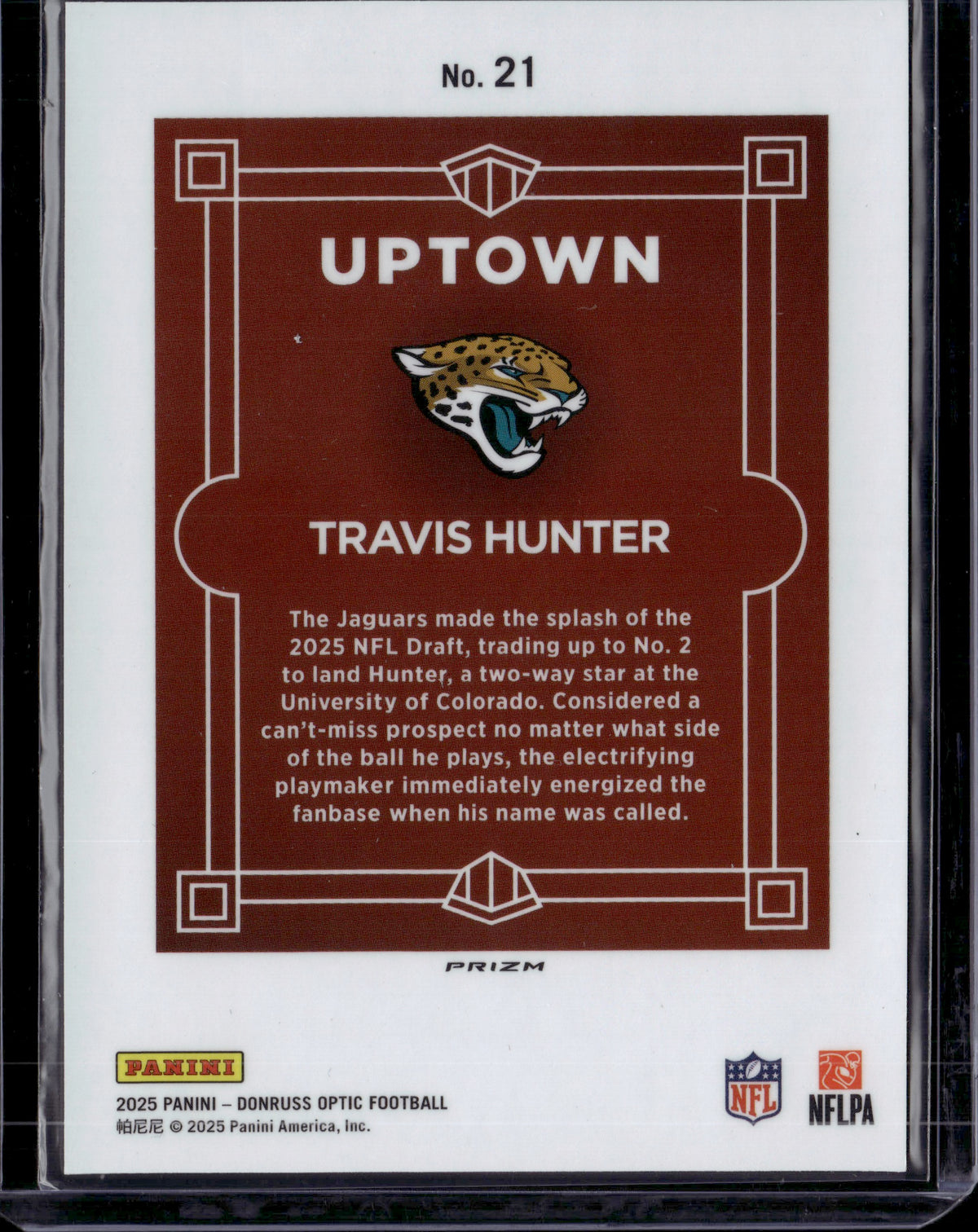 2025 Panini Donruss Optic Football Travis Hunter #21 RC