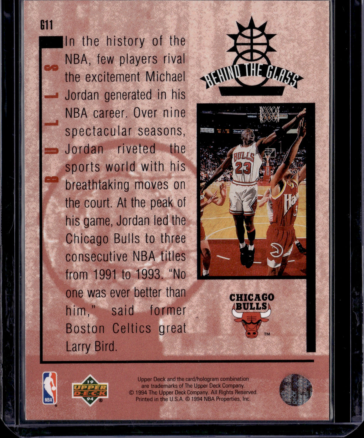 1994 Upper Deck Behind the Glass Michael Jordan #G11
