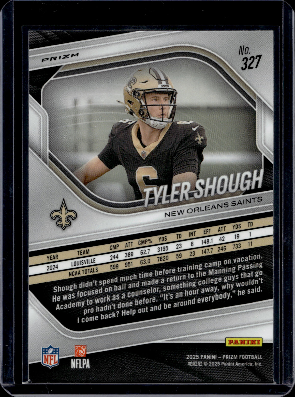 2025 Panini Prizm Tyler Shough #327 Red Sparkle RC