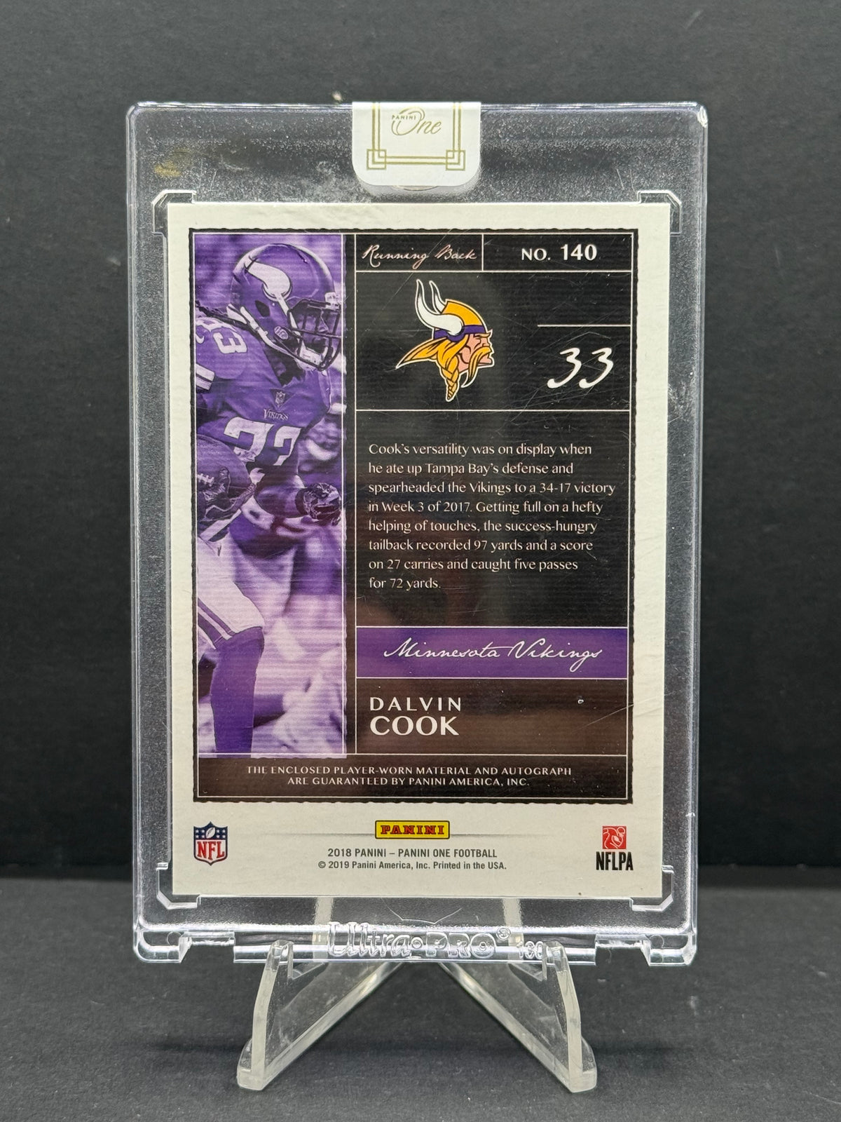 2019 Panini One Dalvin Cook #140 Auto /10 Patch