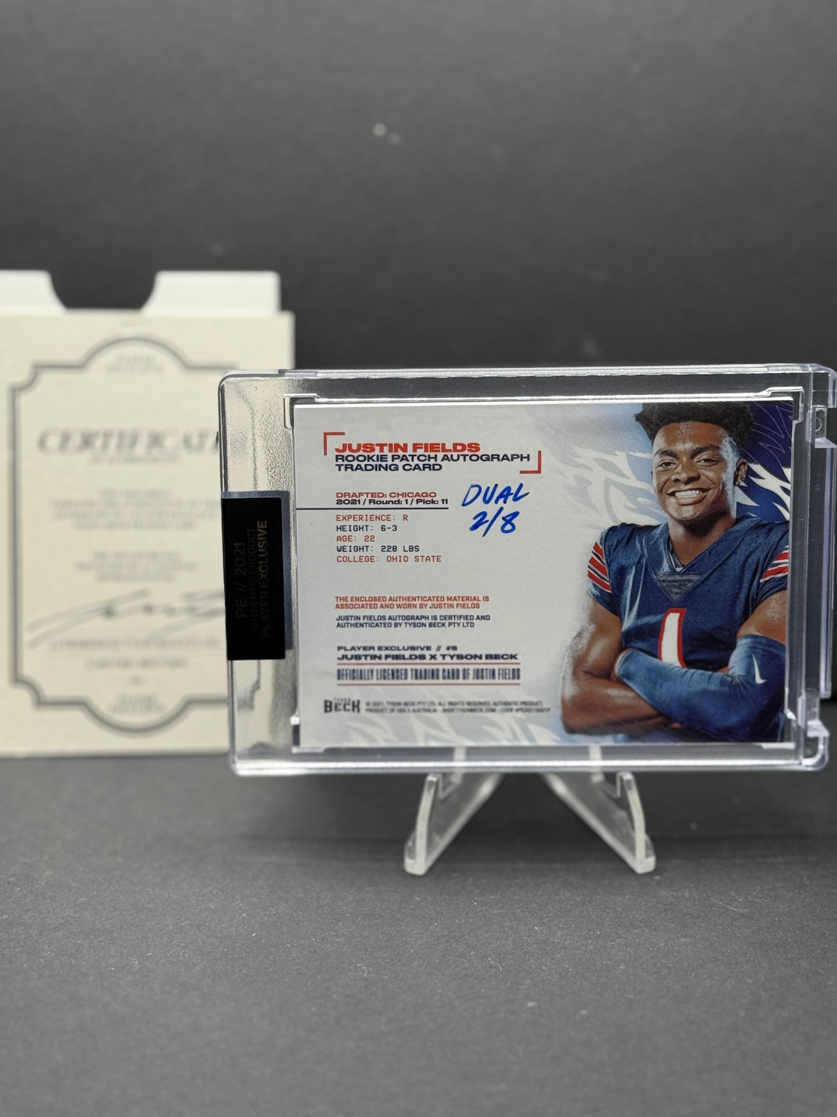 2021 Tyson Beck Player Exclusive Justin Fields RC Patch Autograph 2/8 Dual Auto