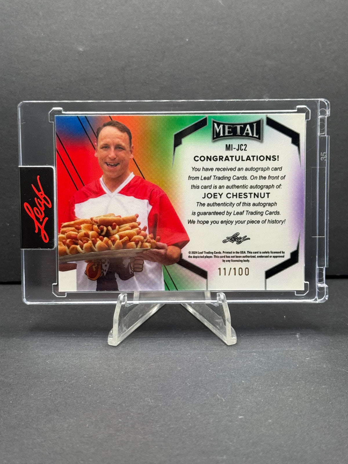 2024 Leaf Metal Joey Chestnut #MI-JC2 Inscription Auto /100