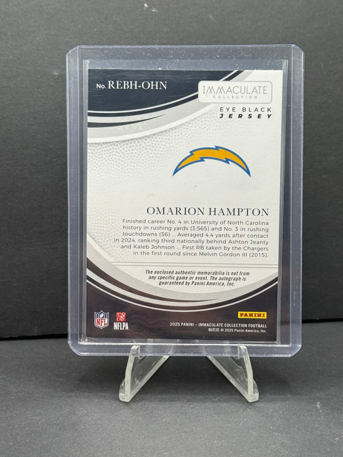 2025 Panini Immaculate Collection Omarion Hampton Eye Black Auto /15 RC