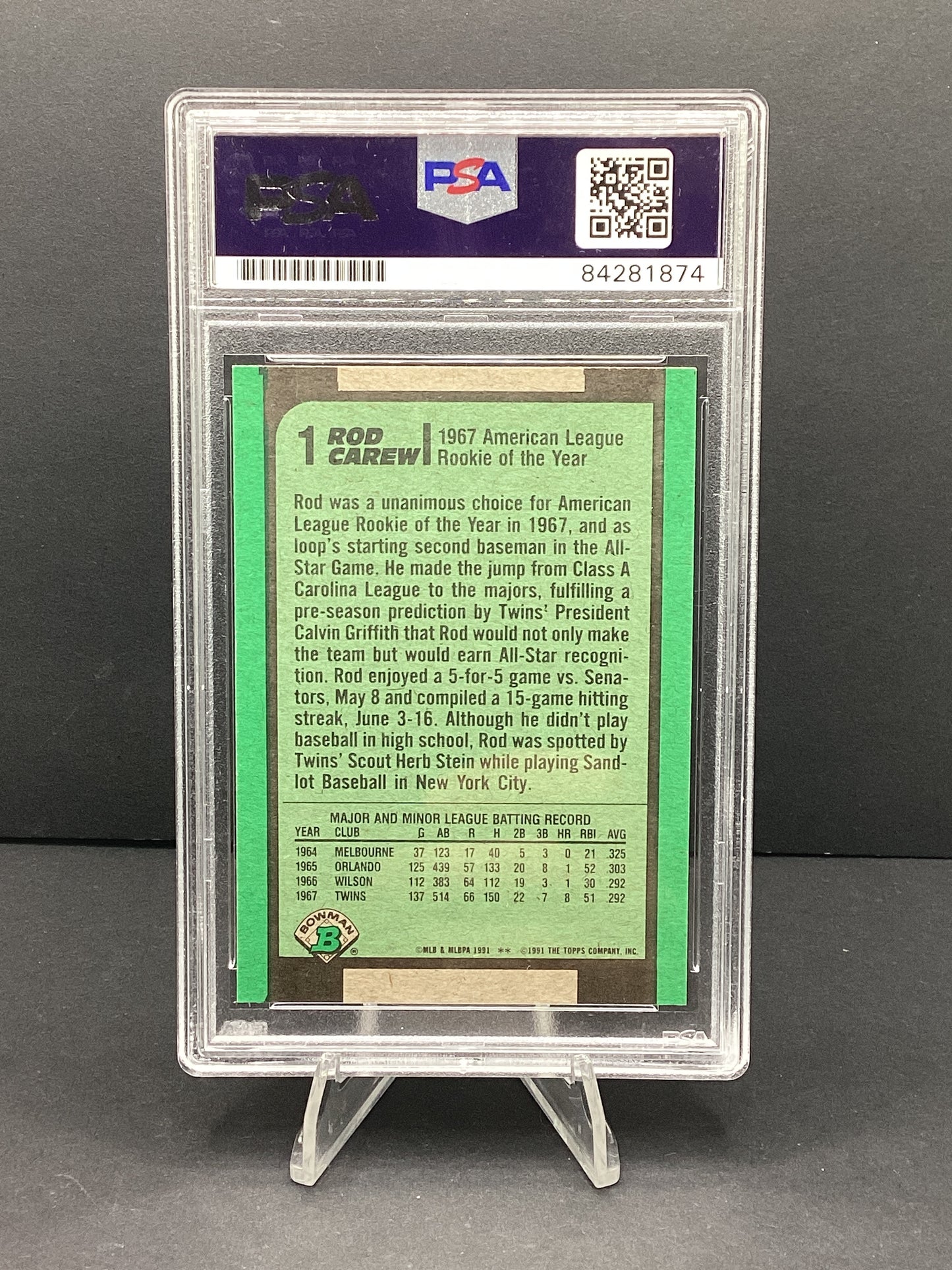 Rod Carew PSA authentic Auto