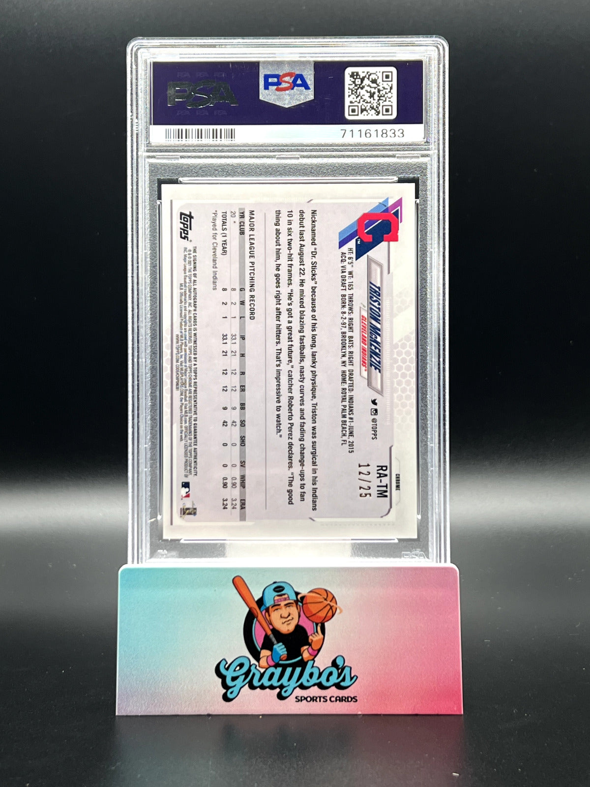 2021 Topps Chrome Triston McKenzie Orange Wave /25 Auto RC PSA 10