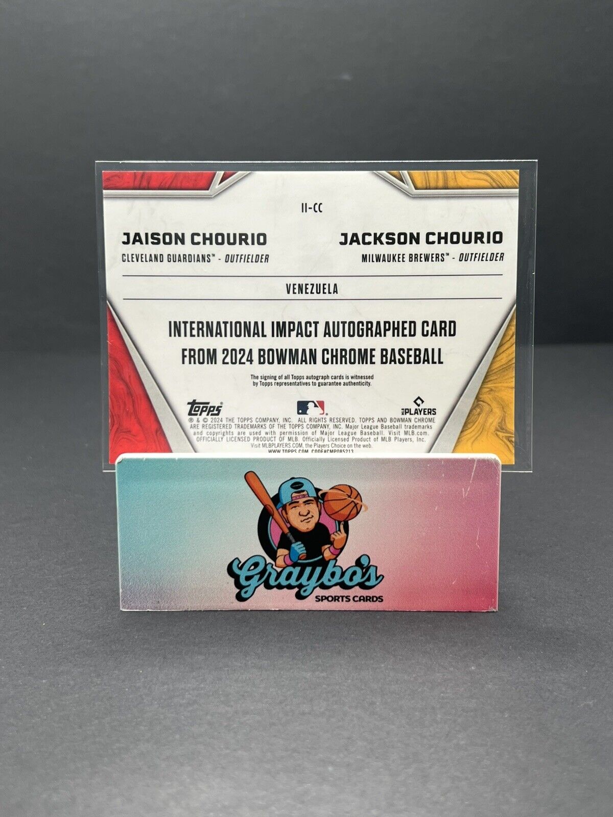 2024 Bowman Chrome Jackson & Jaison Chourio Int Impact Dual Auto Gold /50 SSP
