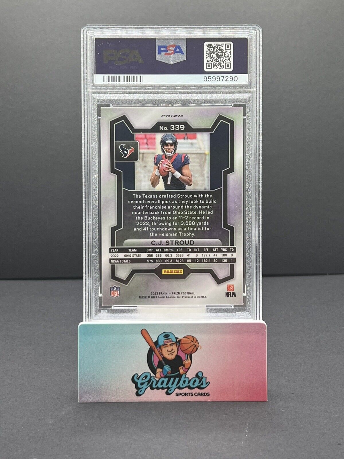 2023 PANINI PRIZM ORANGE ICE #339 CJ STROUD ROOKIE RC PSA 9