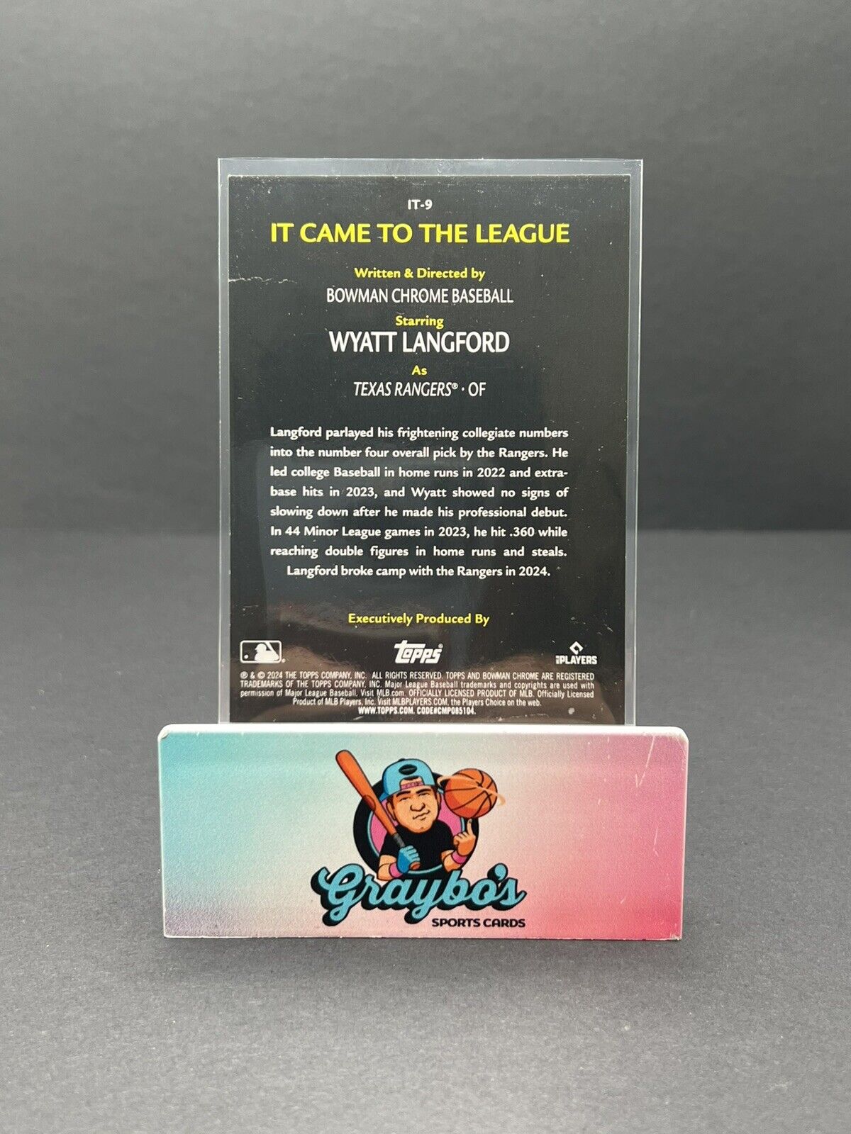 2024 Bowman Chrome Wyatt Langford It Came To The League Orange /25 Rangers