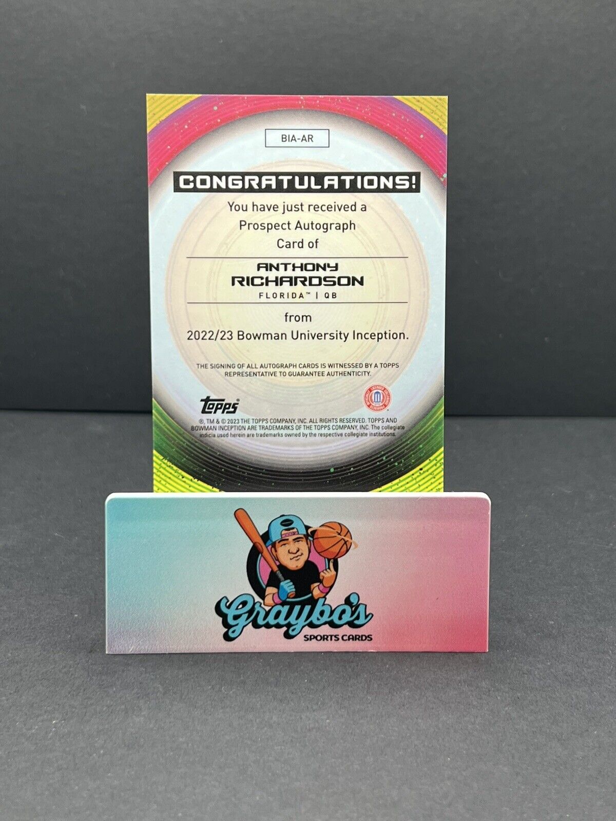 Anthony Richardson 2022/23 Topps Bowman University Inception Auto