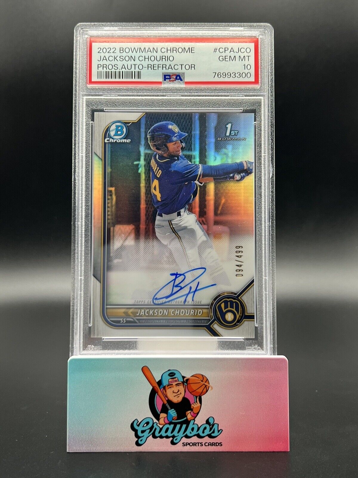2022 Bowman Chrome Jackson Chourio 1st Auto /499 PSA 10