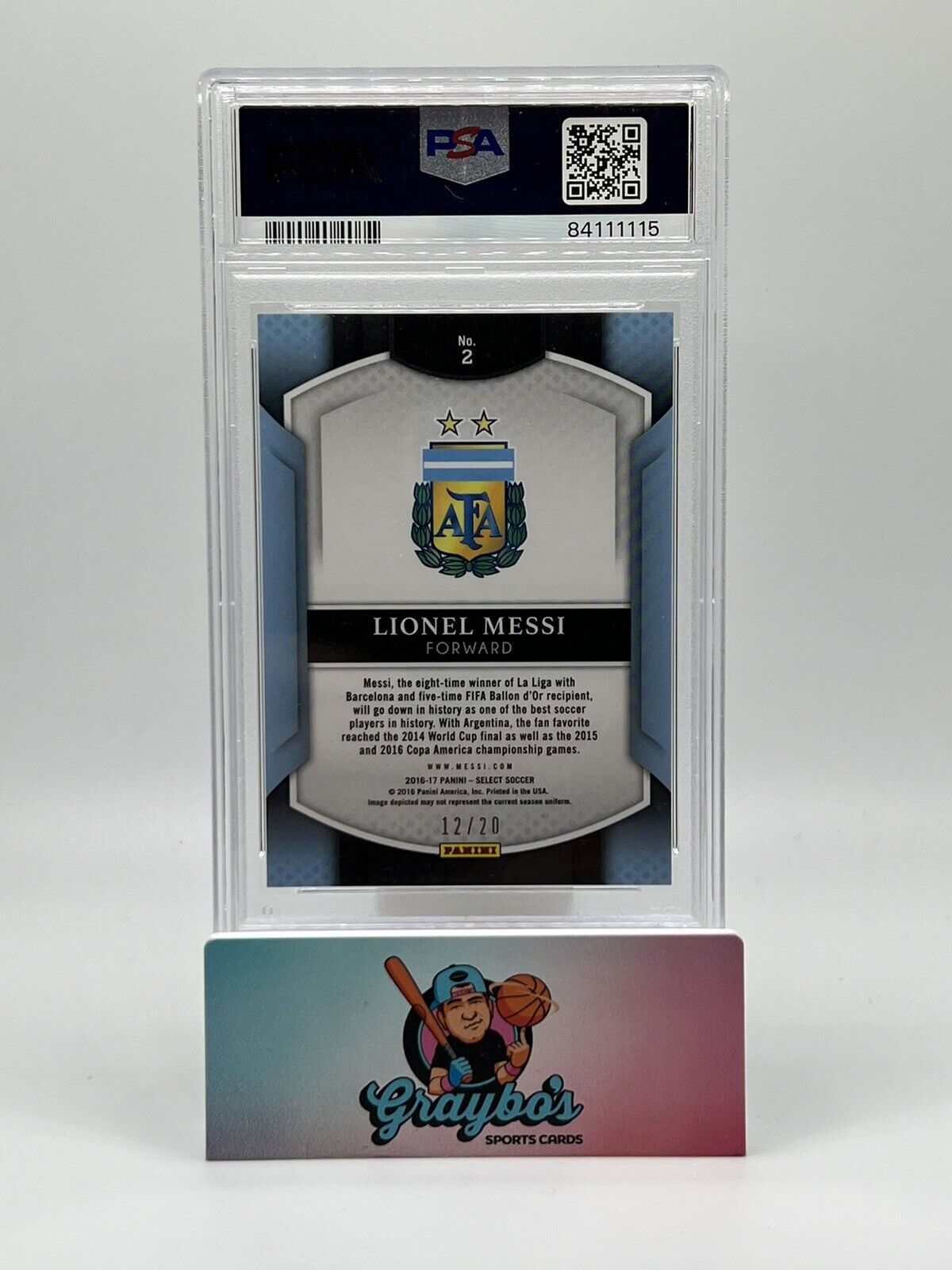 Lionel Messi 2016-17 Panini Select #2 Camo Prizm /20 PSA 10