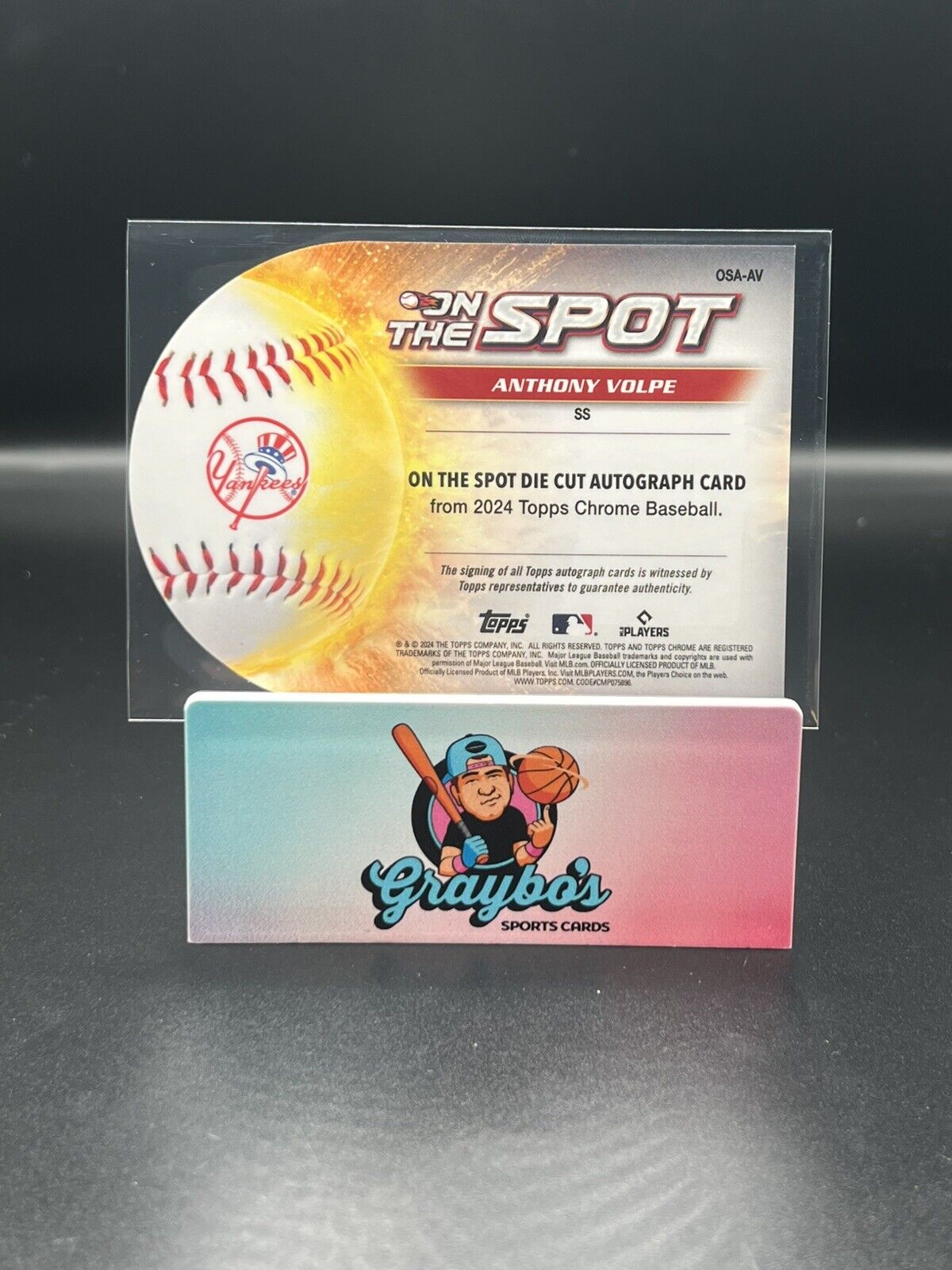 2024 Topps Chrome On The Spot Anthony Volpe Auto #OSA-AV New York Yankees /10