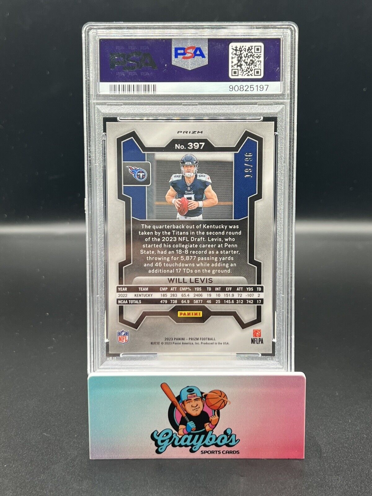 2023 Will Levis Panini Prizm Blue Sparkle #397 SP Rookie RC #/96 PSA 10 GEM MINT