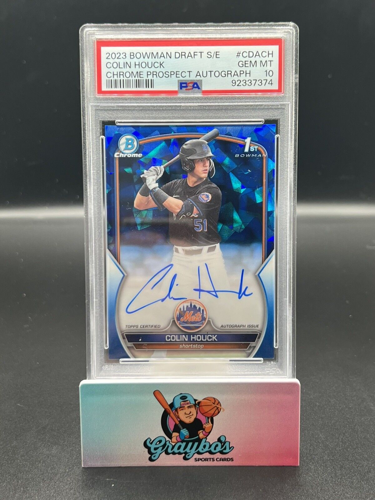 2023 Bowman Draft Sapphire Colin Houck 1st Bowman Chrome Auto /199 PSA 10