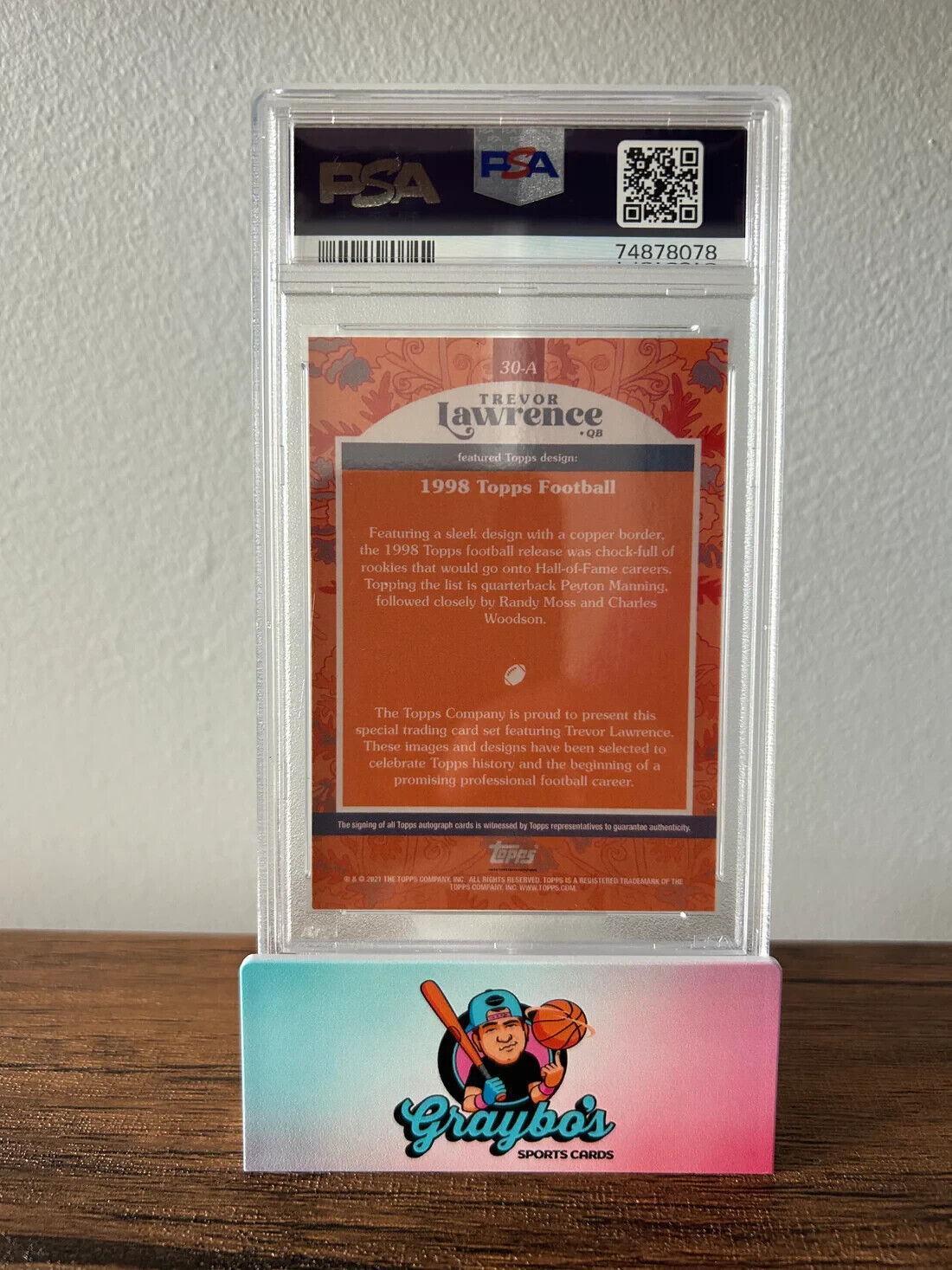 2021 Topps X Trevor Lawrence Purple-Autograph /44 #30A GEM MT PSA 10