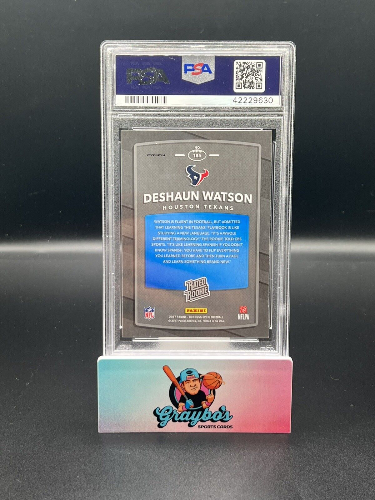 Deshaun Watson 2017 Panini Optic Holo Rated Rookie #195 RC PSA 10 GEM MINT
