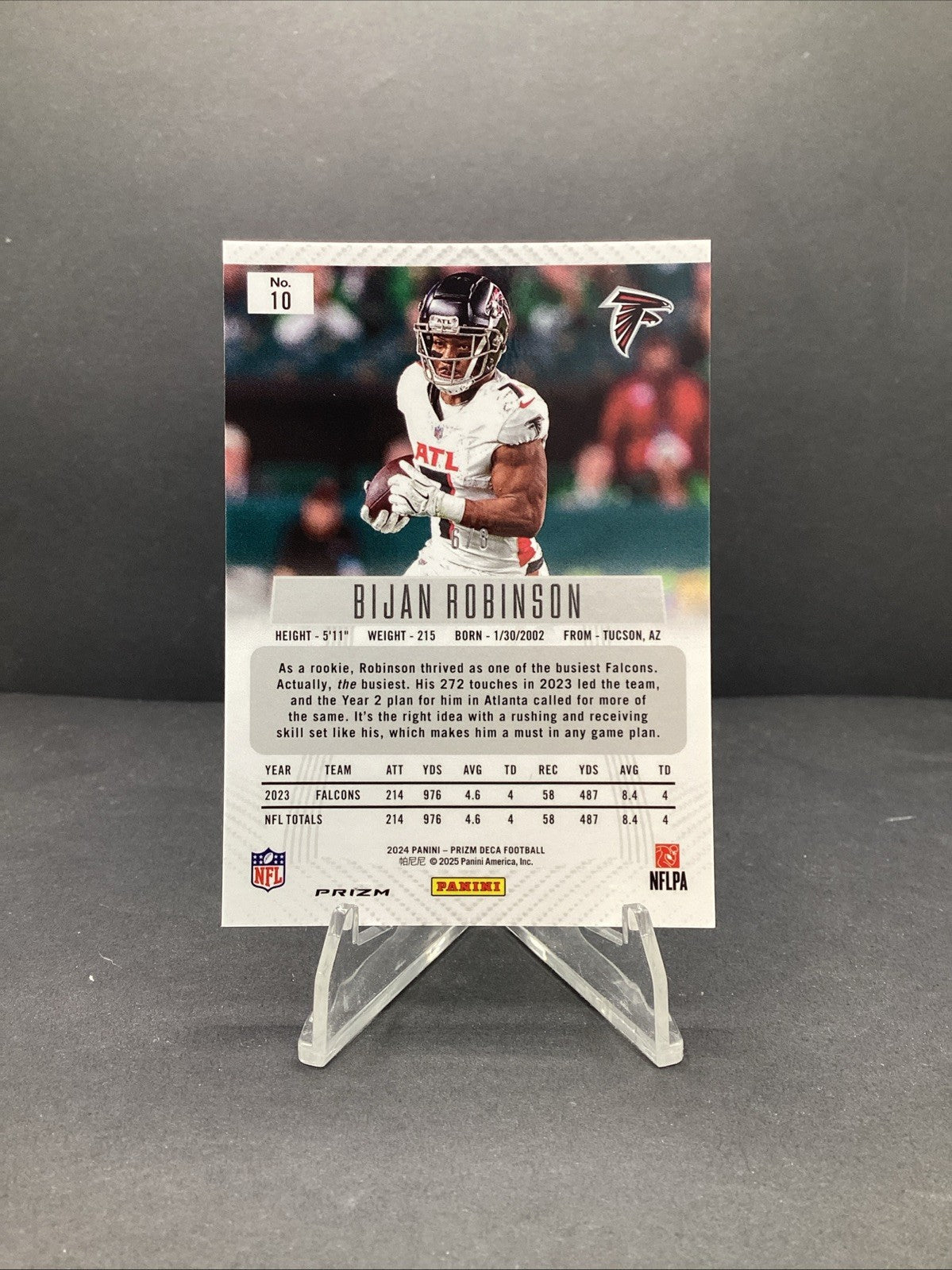 BIJAN ROBINSON 2024 PANINI PRIZM DECA FOOTBALL BLACK/GOLD /8 Falcons SSP