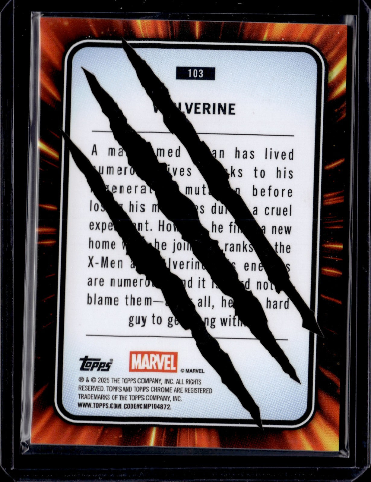 2025 Topps Chrome Marvel 10/10 ALPHA Wolverine #103 Clawed Black Refractor