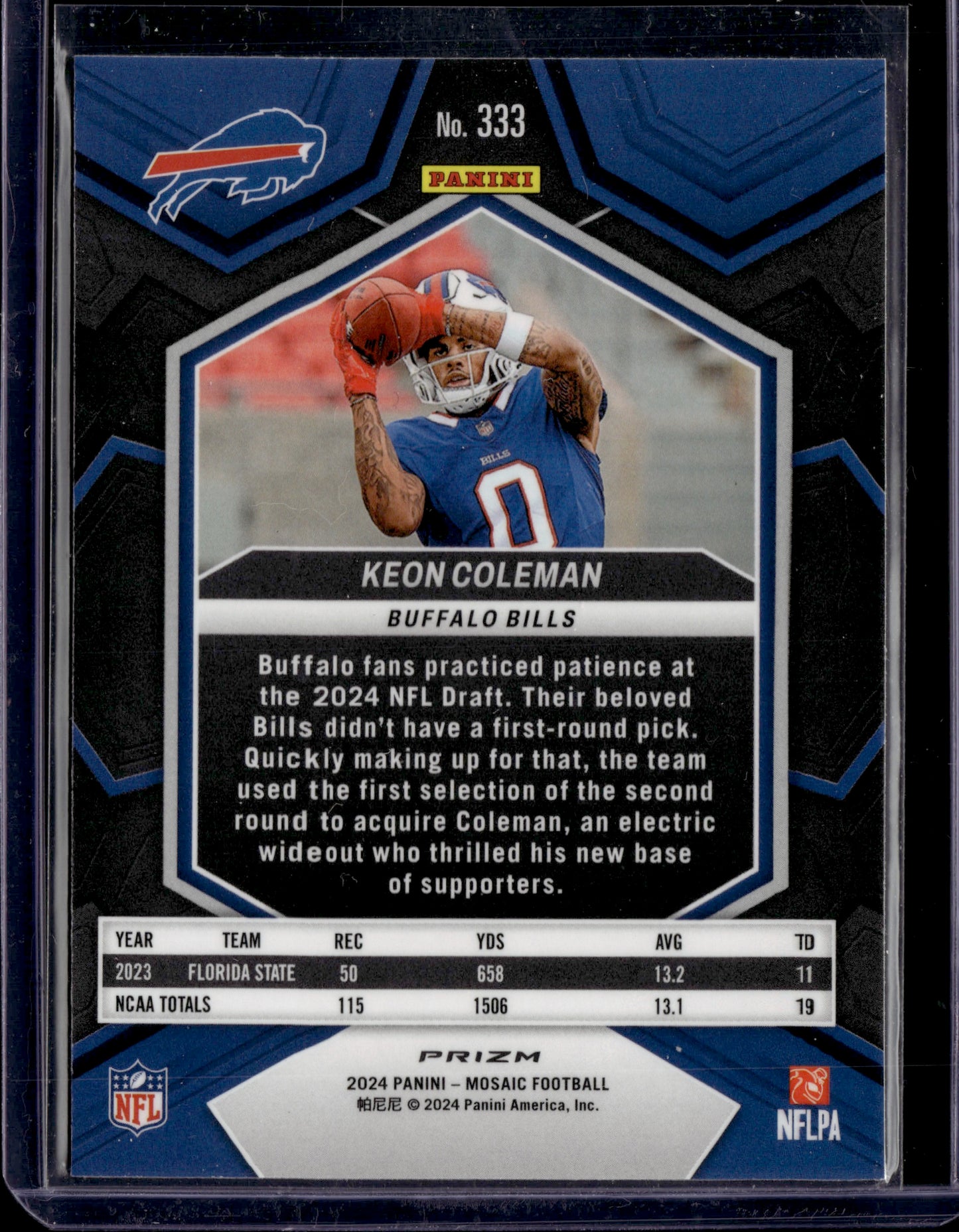 2024 Panini Prizm Mosaic Keon Coleman Honeycomb SP #333 RC