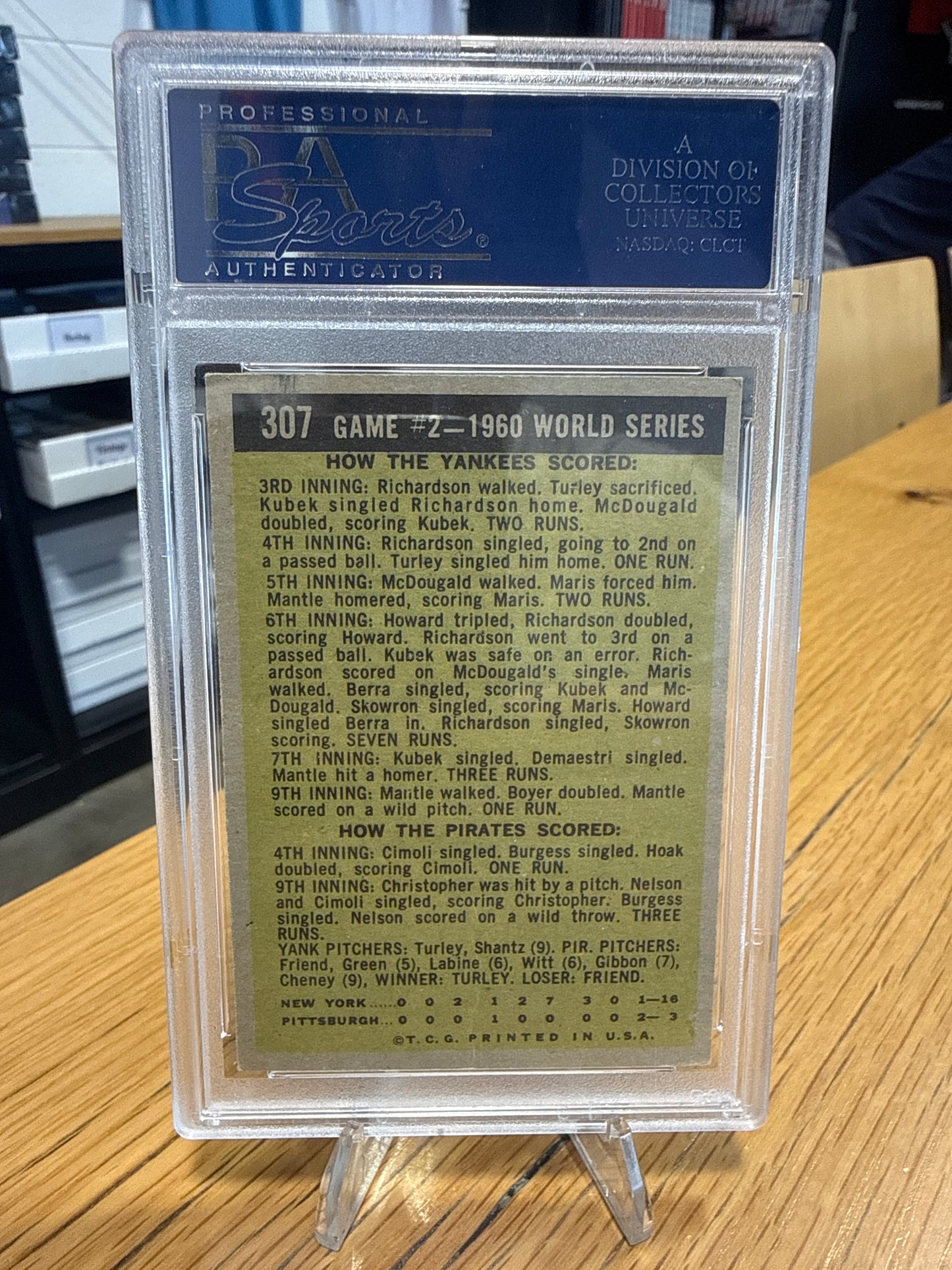 1961 Topps World Series Game 2 #307 Mantle Slams 2 Homers PSA 4