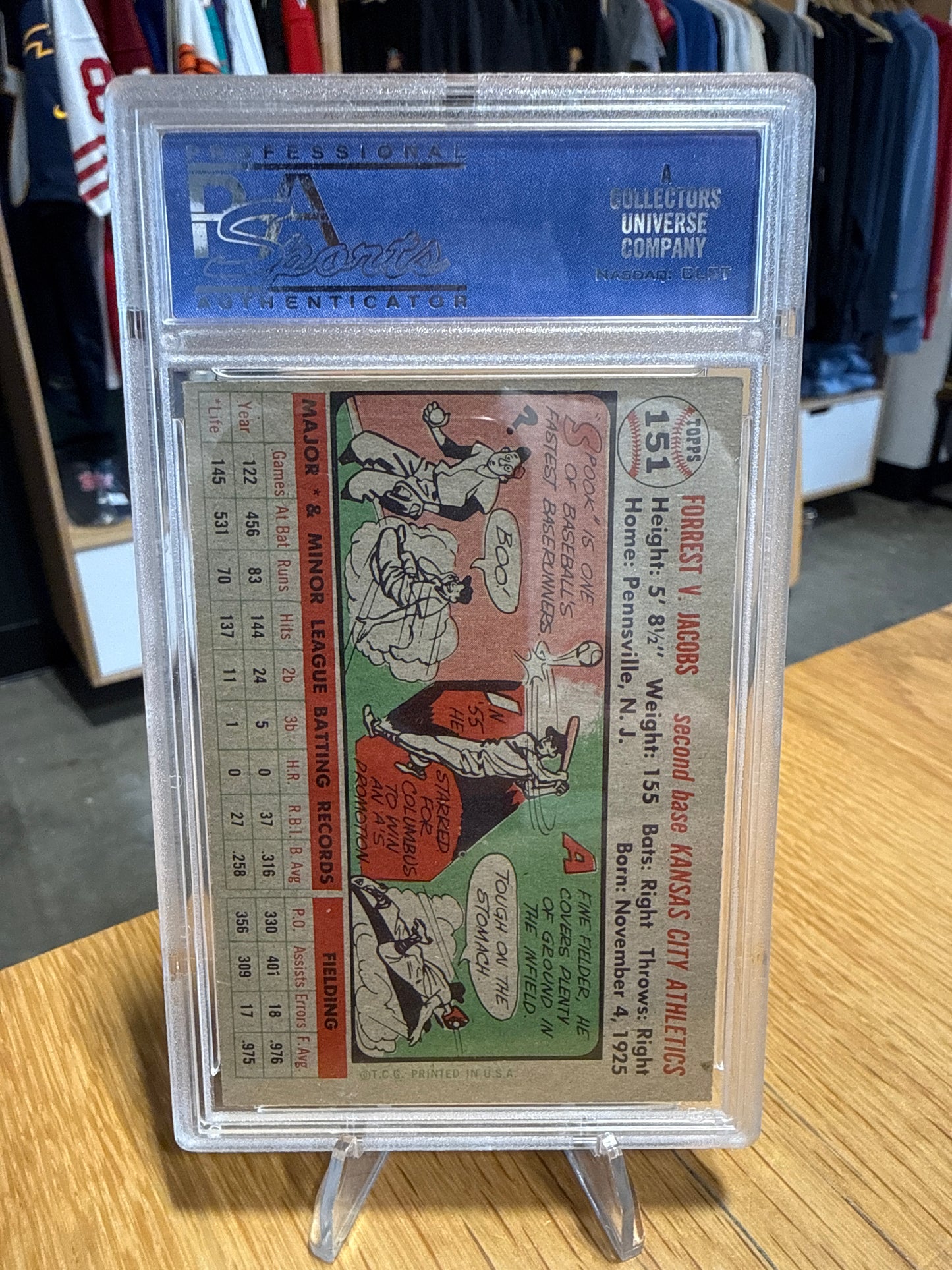 1956 Topps Spook Jacobs #151 Gray Back PSA 8