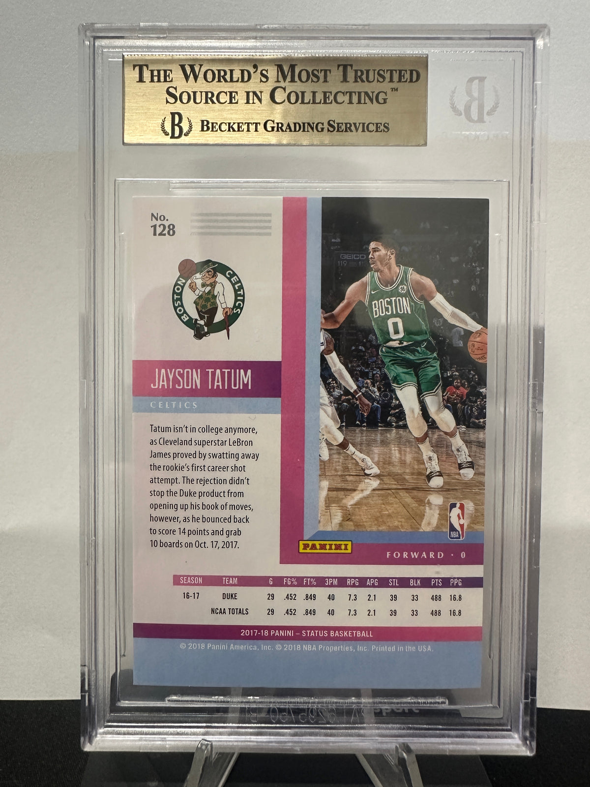 2017 Panini Status Green Jayson Tatum #128 BGS 9.5