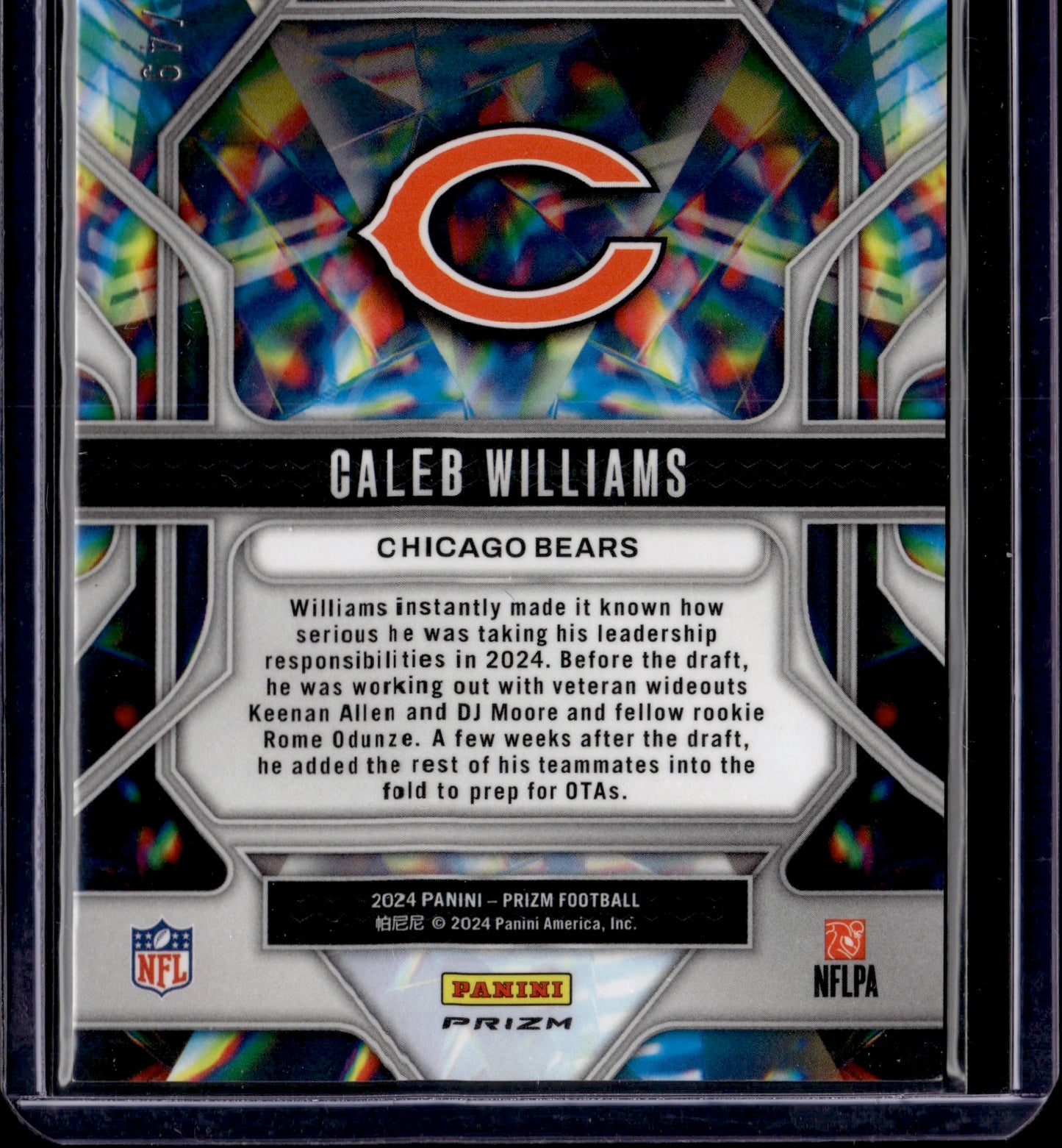 2024 Panini Prizm Prizmatic Caleb Williams #PP-1 Checkerboard /49 RC