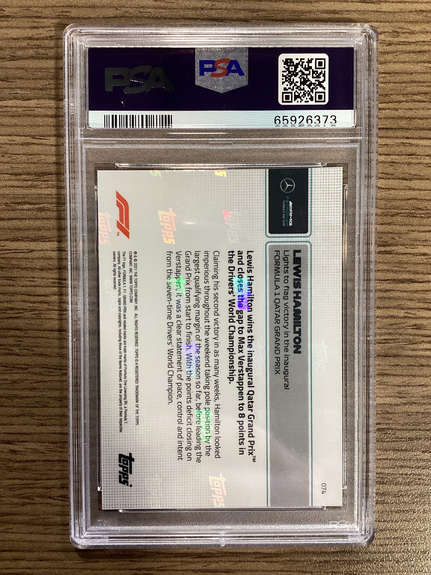 2021 Topps Now Formula 1 Lewis Hamilton #74 PSA 10