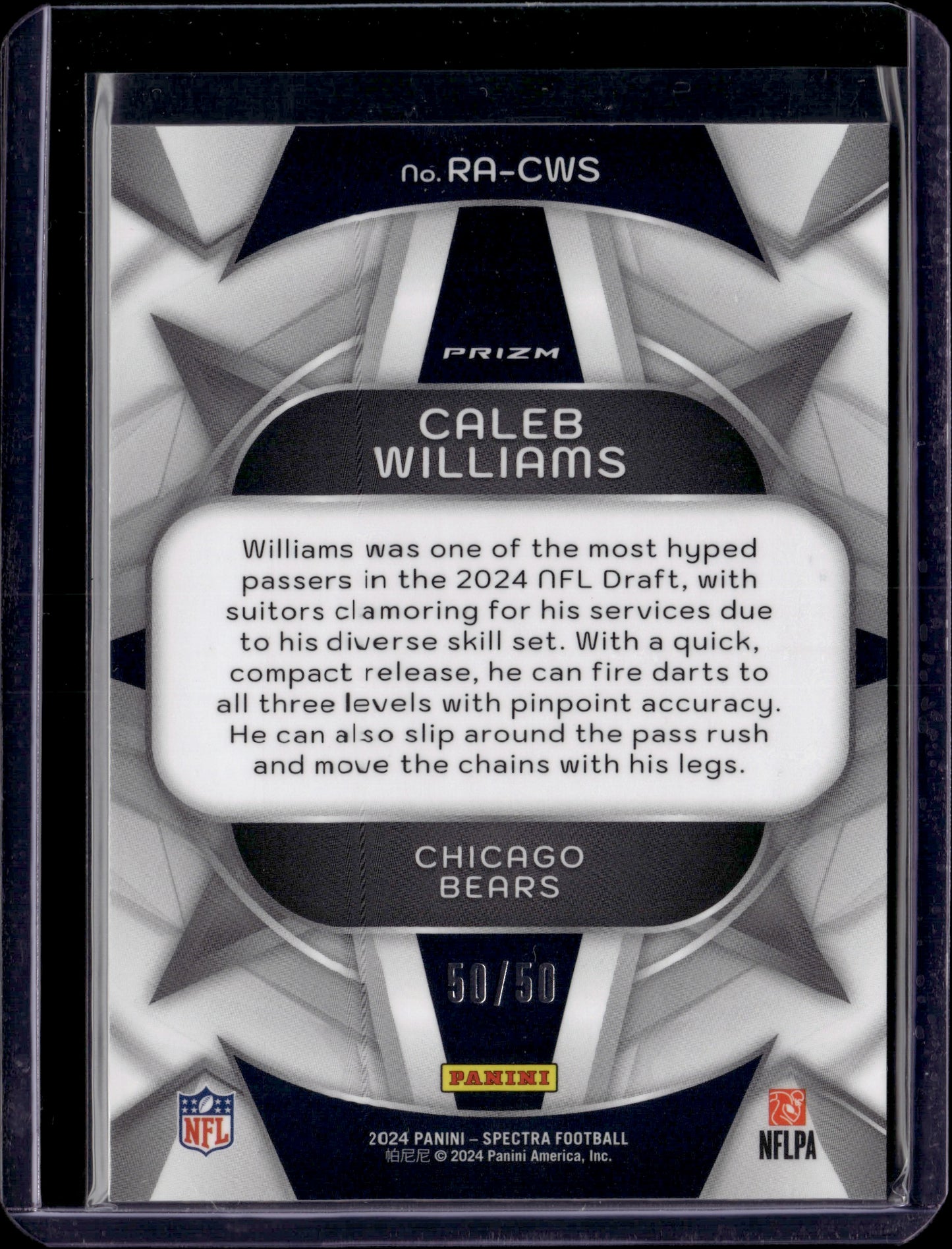 2024 Panini Spectra Prizm Caleb Williams #RA-CWS Aura RC 50/50