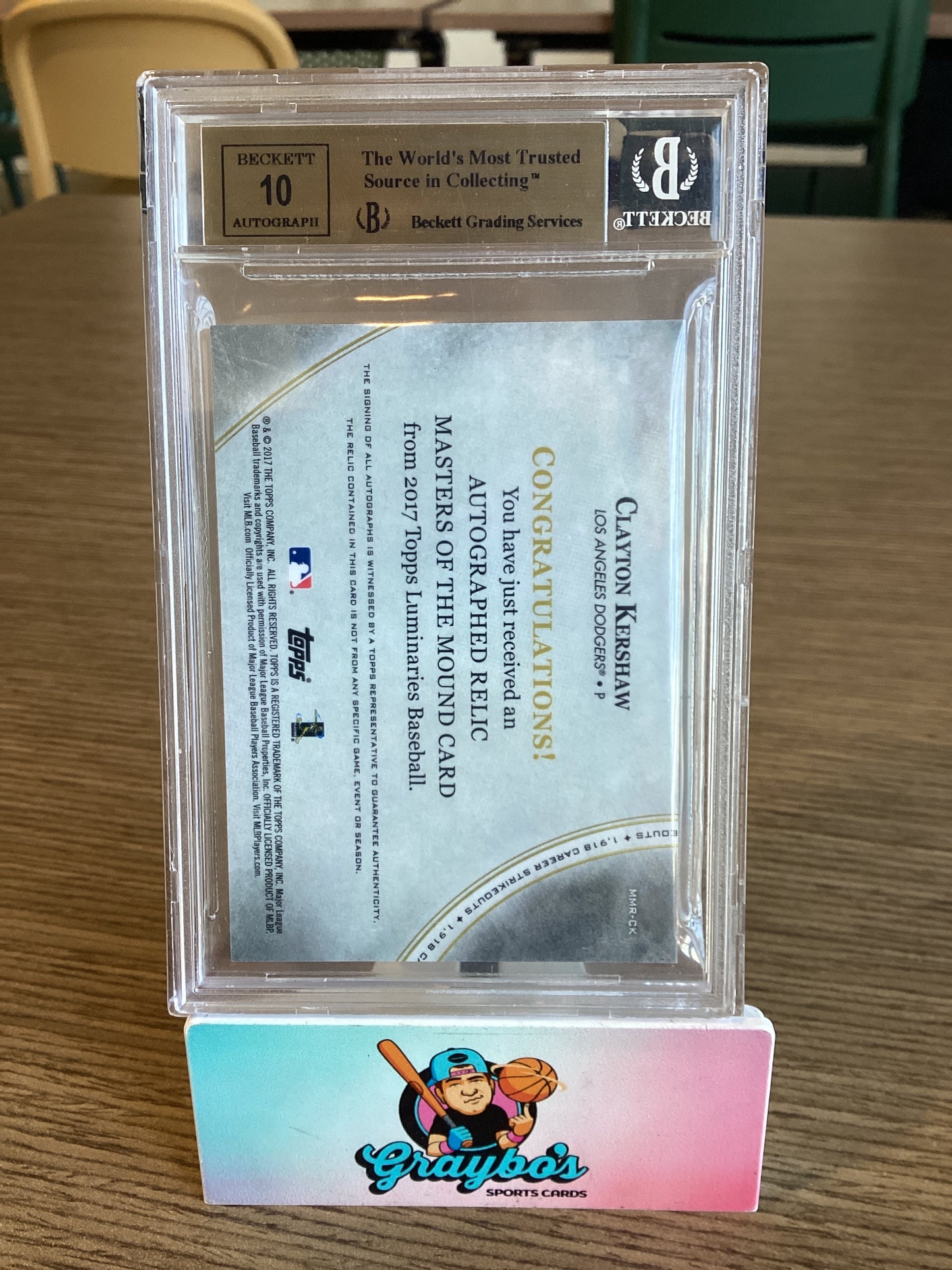 2017 Topps Luminaries MOM Relic Autographs Clayton Kershaw /15 #MMRCK BGS 9.5