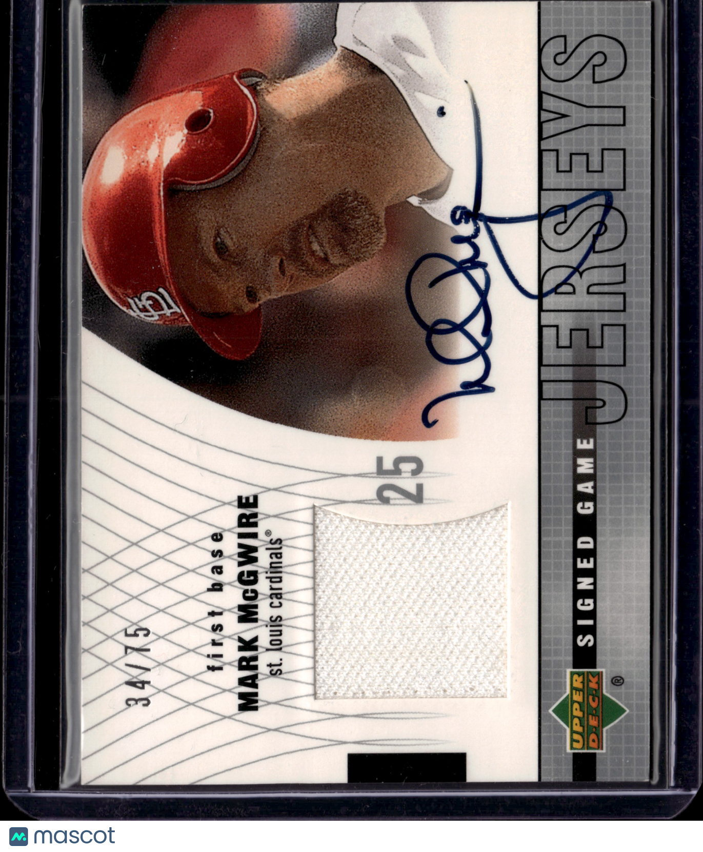 2001 Upper Deck SP Game Used Edition Mark McGwire Autograph Game Used Jersey /49