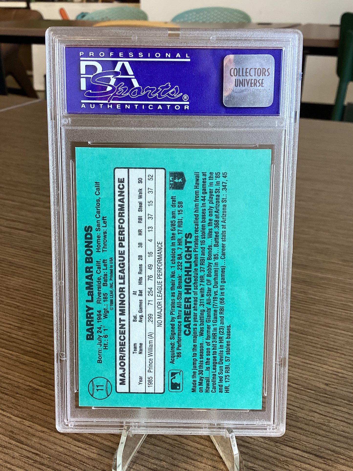 1986 Donruss Rookies Barry Bonds #11 PSA 10