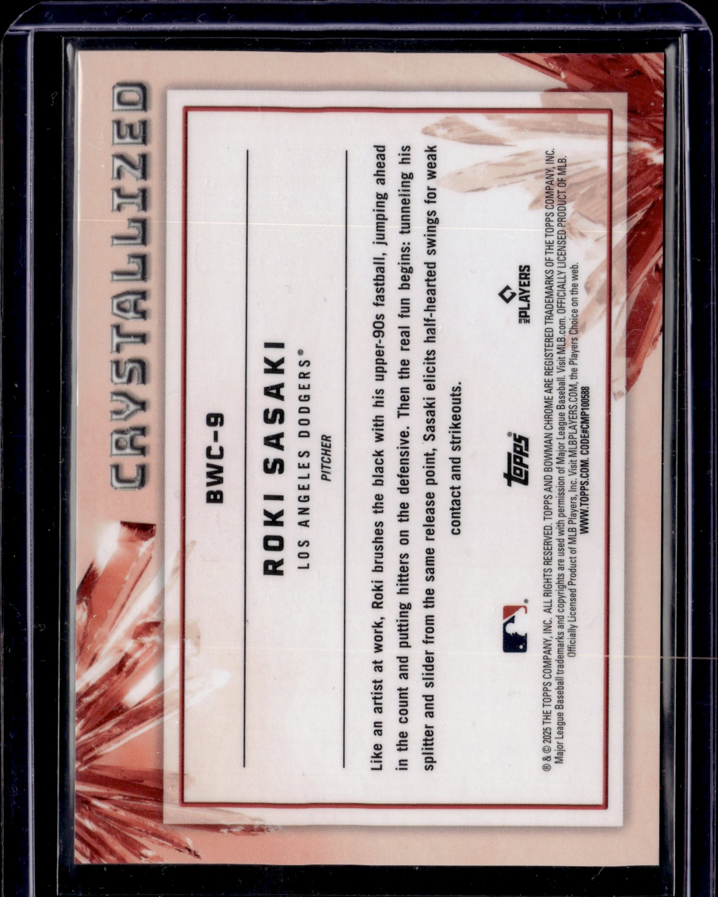 2025 Bowman Chrome Crystallized Roki Sasaki #BWC-9 RC 24/25