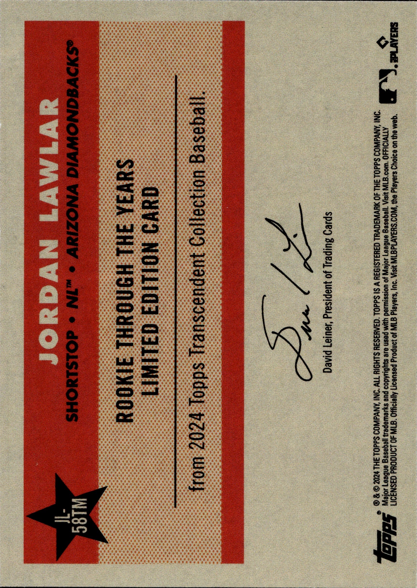 2024 Topps Transcendent Collection Jordan Lawlar #J-L RC 100/100