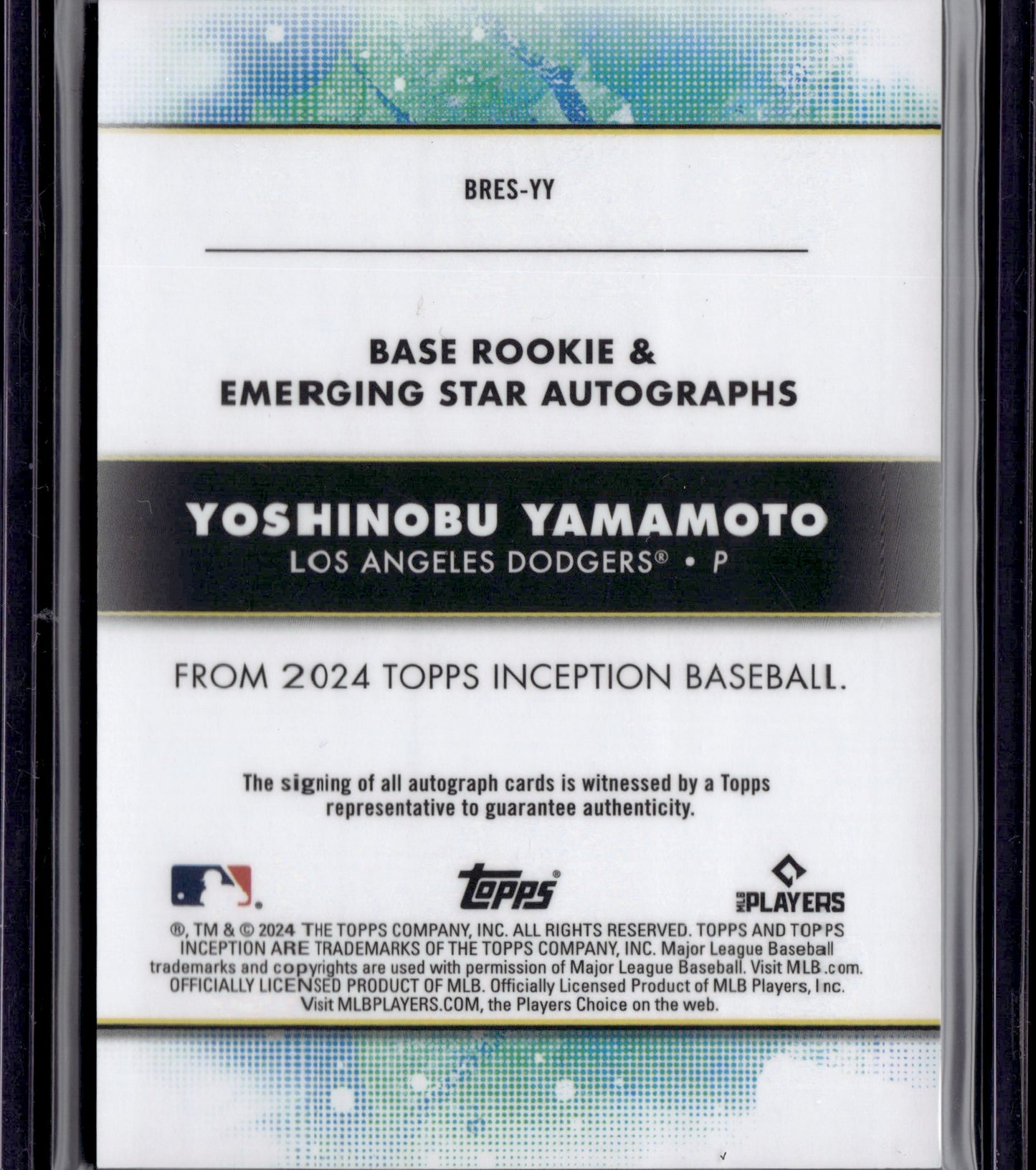 2024 Topps Inception Yoshinobu Yamamoto #BRES-YY Autograph 034/149 RC