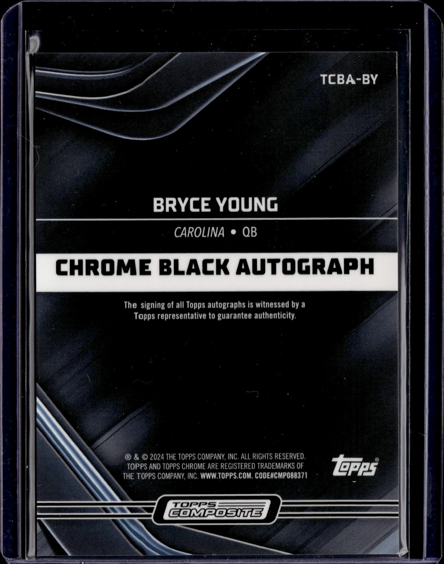 2024 Topps Chrome Black Bryce Young #TCBA-BY 09/99 Autograph RC