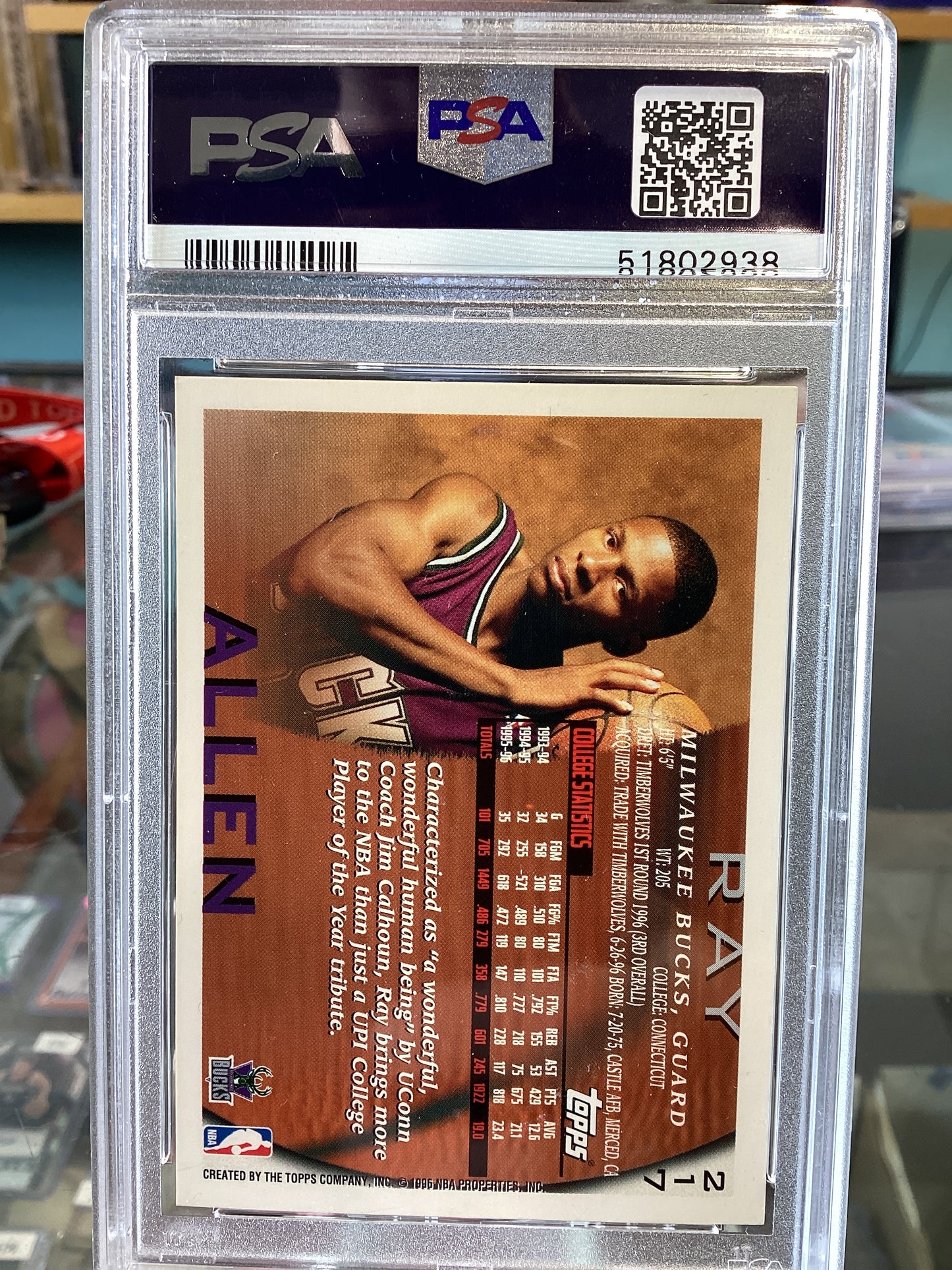 1996 Topps Ray Allen #217 PSA 8