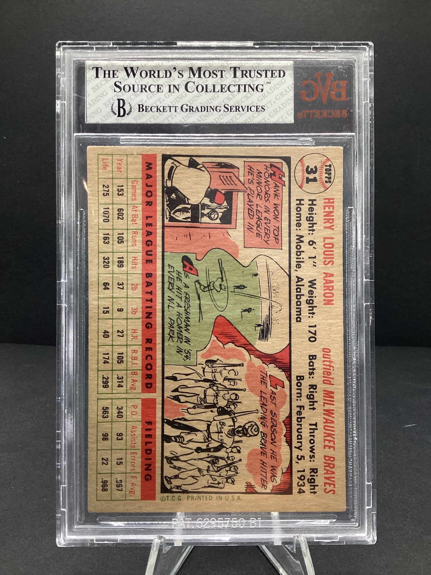 1956 Topps Hank Aaron UER DP #31 BGS 6.5