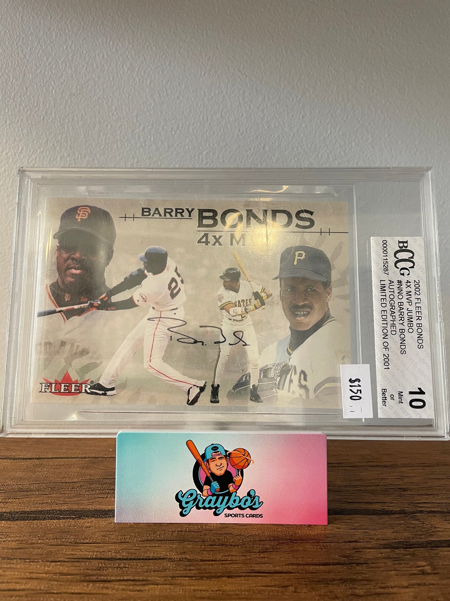 2022 Fleer Bonds 4X MVP Jumbo Barry Bonds Auto Limited Ed. /2001 #NNO BCCG 10