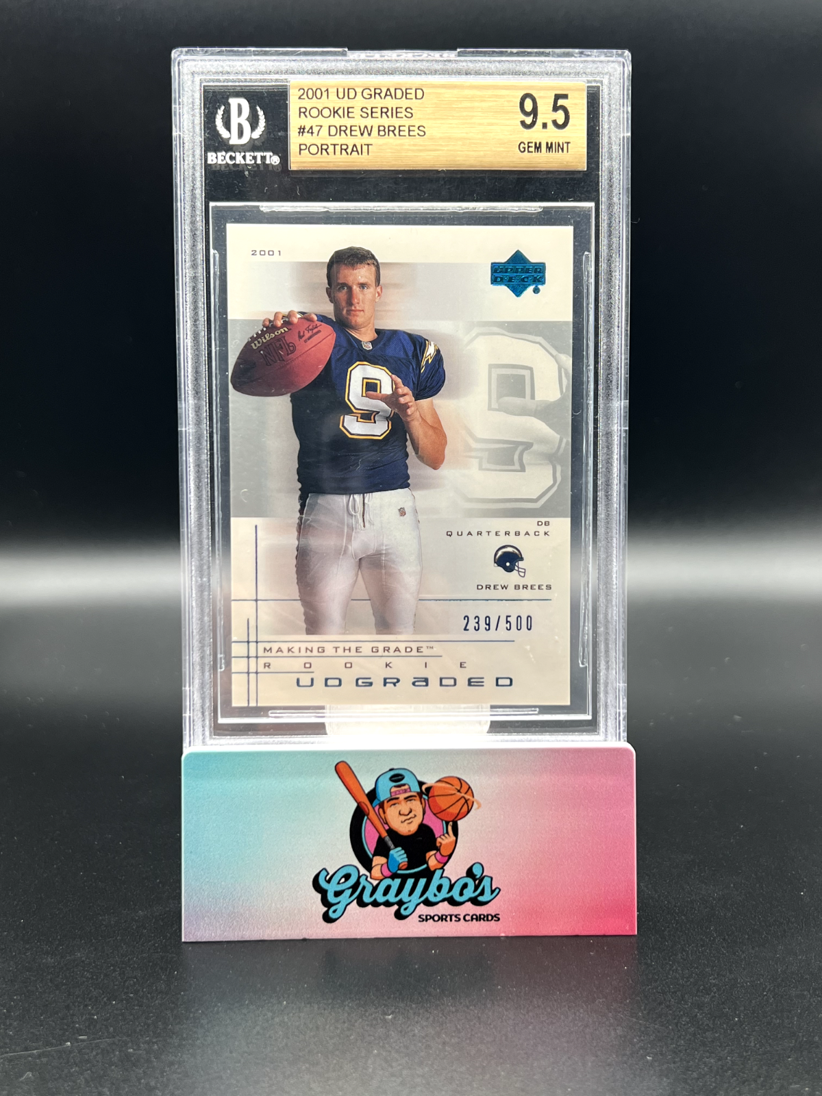 2001 UD Graded Rookie Series Drew Brees Portrait /500 #47 BGS 9.5