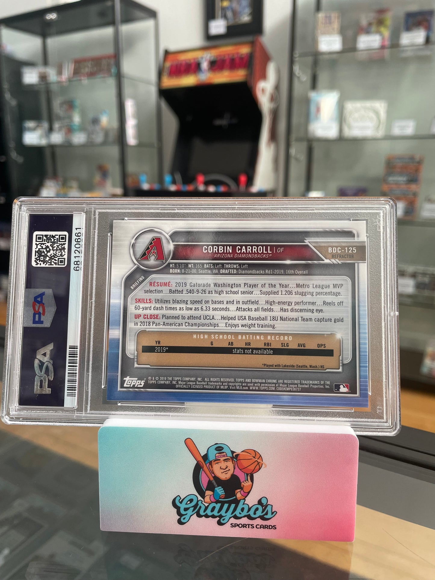 2019 Bowman Draft Corbin Carroll Chrome-Refractor #BDC125 PSA 10