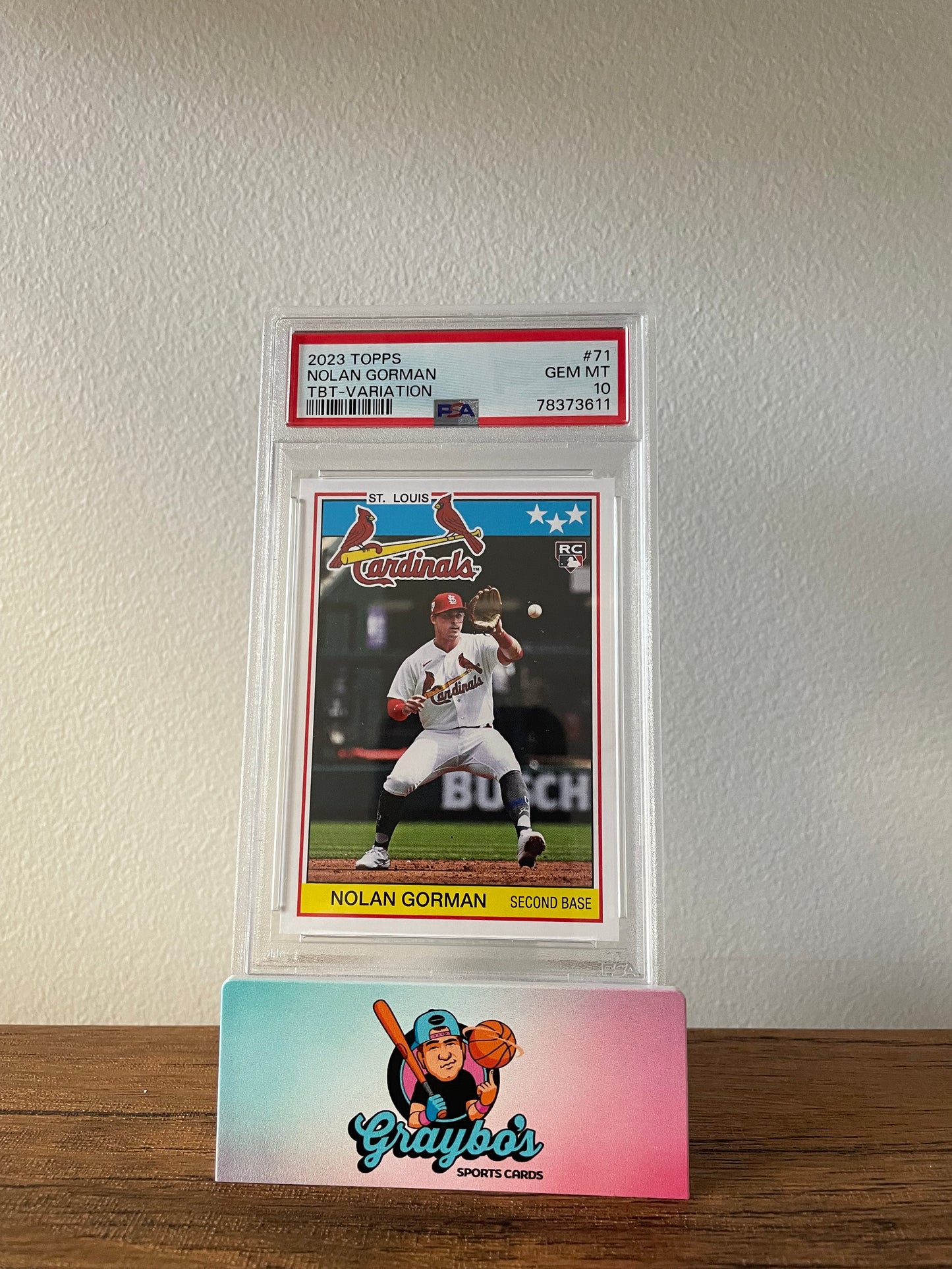 2023 Topps Nolan Gorman TBT-Variation #71 PSA 10