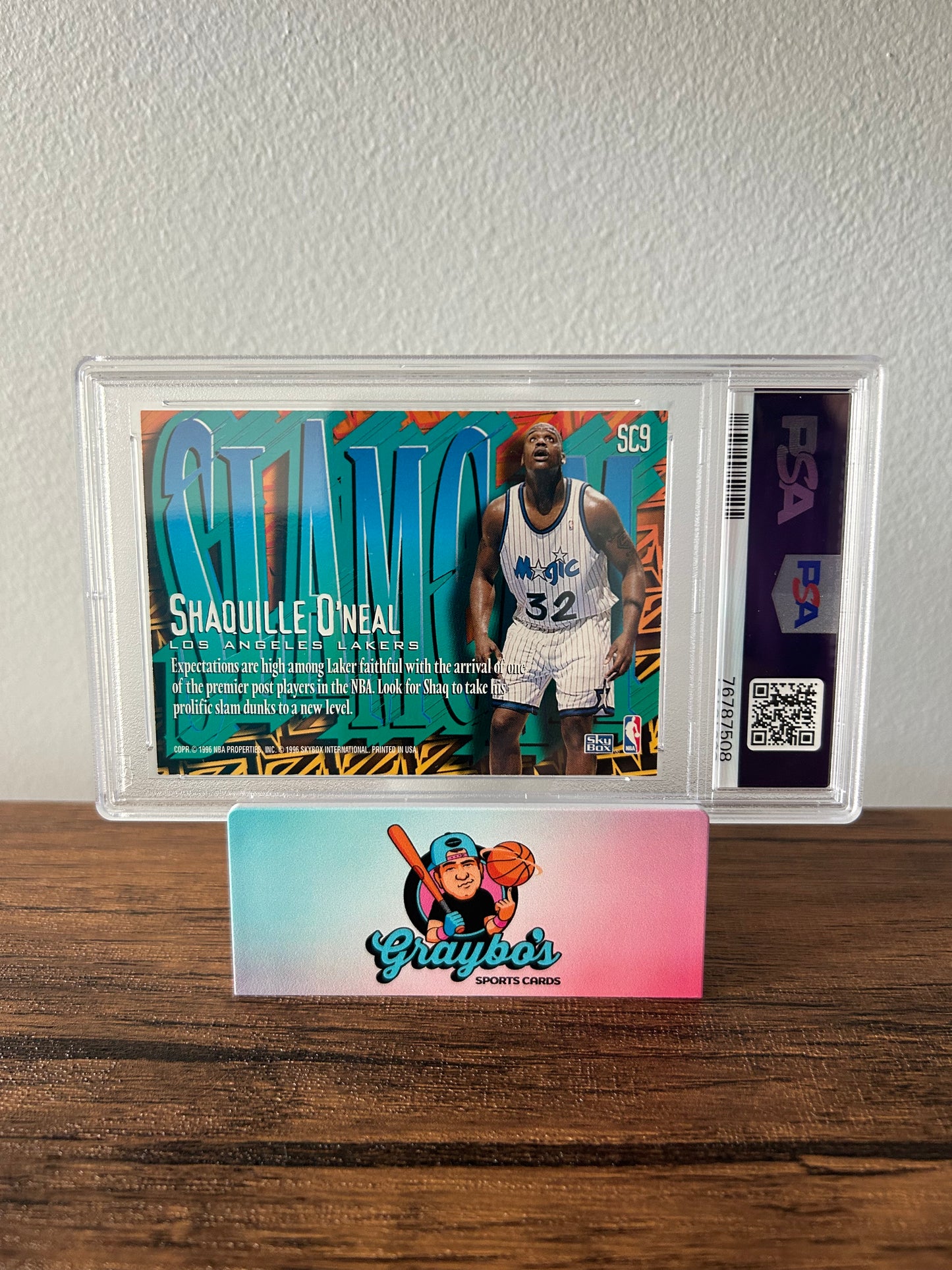 1996 Skybox Z-Force Shaquille O'Neal Slam Cam #SC9 PSA 8