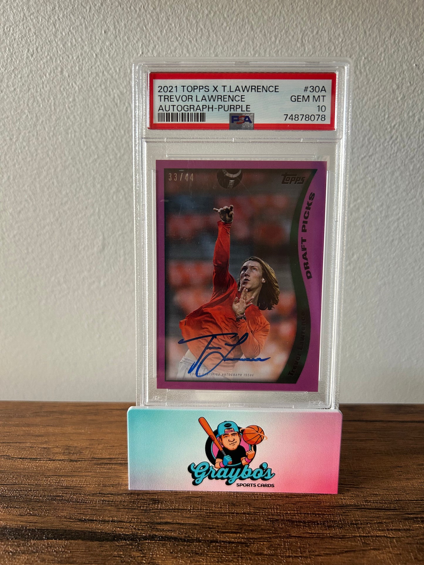 2021 Topps X Trevor Lawrence Auto Purple /44 #30A PSA 10