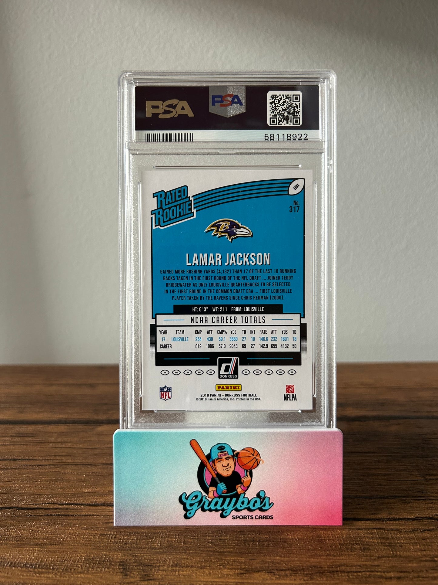 2018 Panini Donruss Lamar Jackson #317 PSA 10