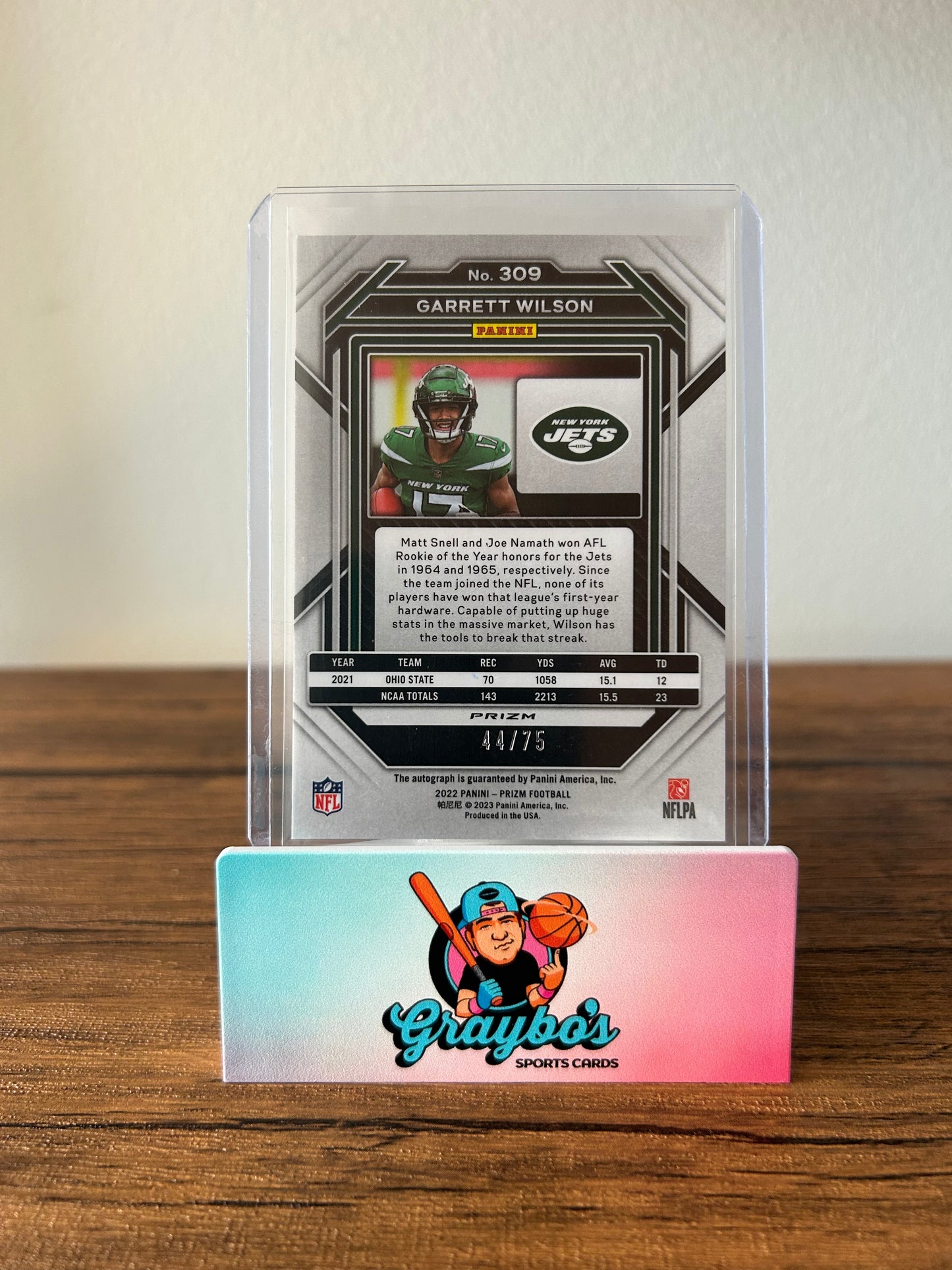 2022 Panini Prizm Garrett Wilson Auto Green Scope /75 #309