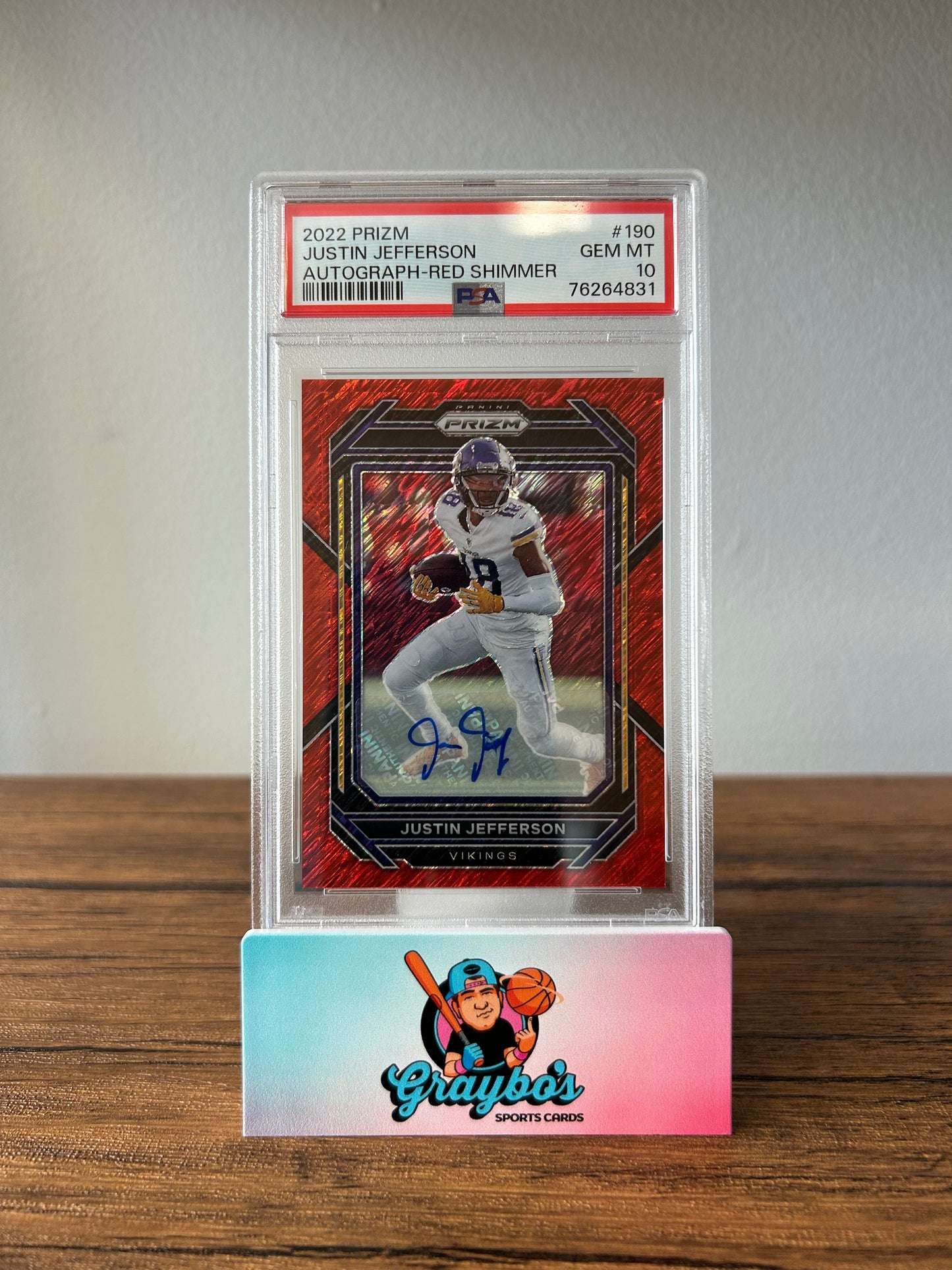 2022 Prizm Justin Jefferson Red Shimmer Auto PSA 10