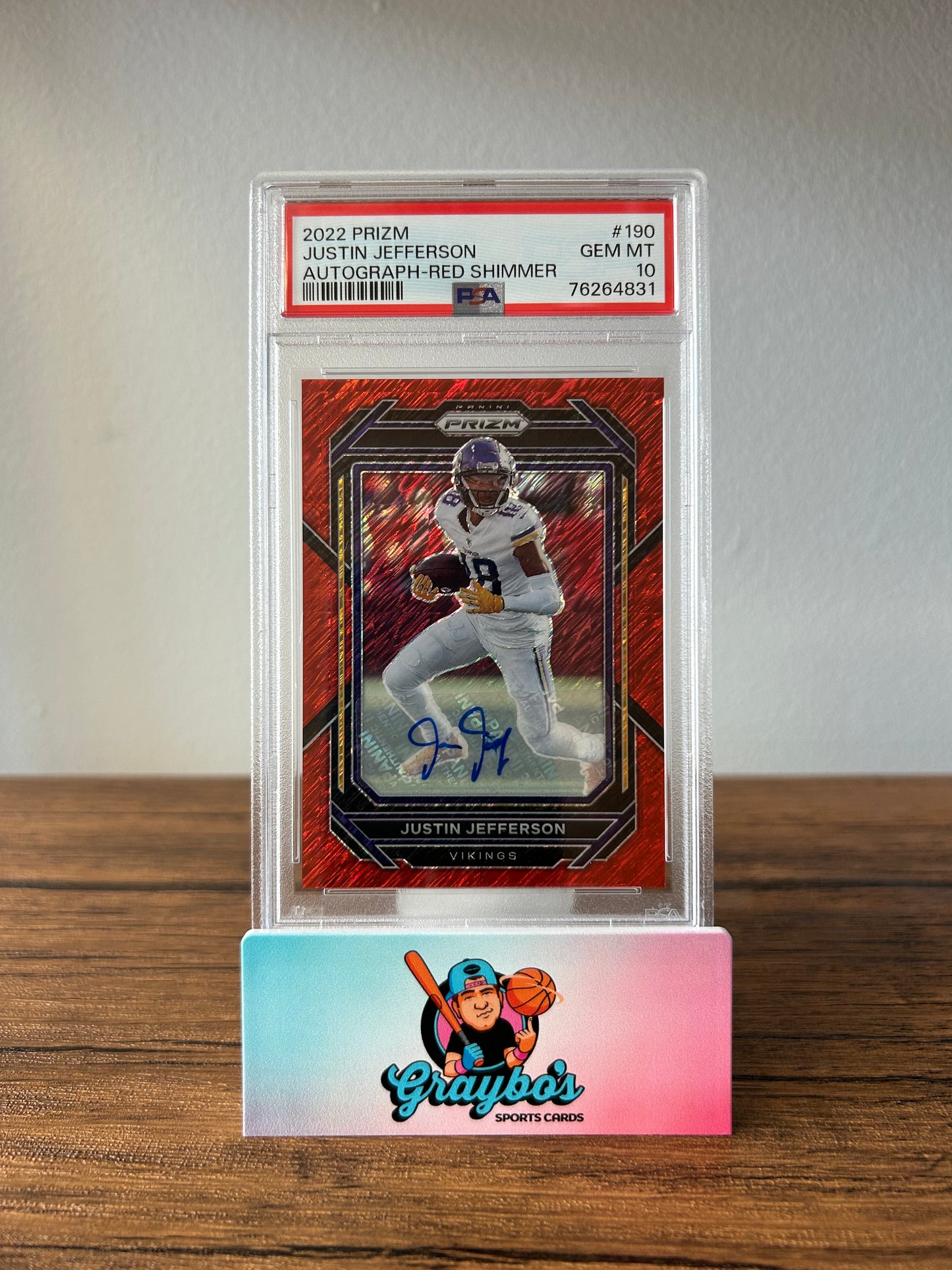 2022 Prizm Justin Jefferson Red Shimmer Auto PSA 10