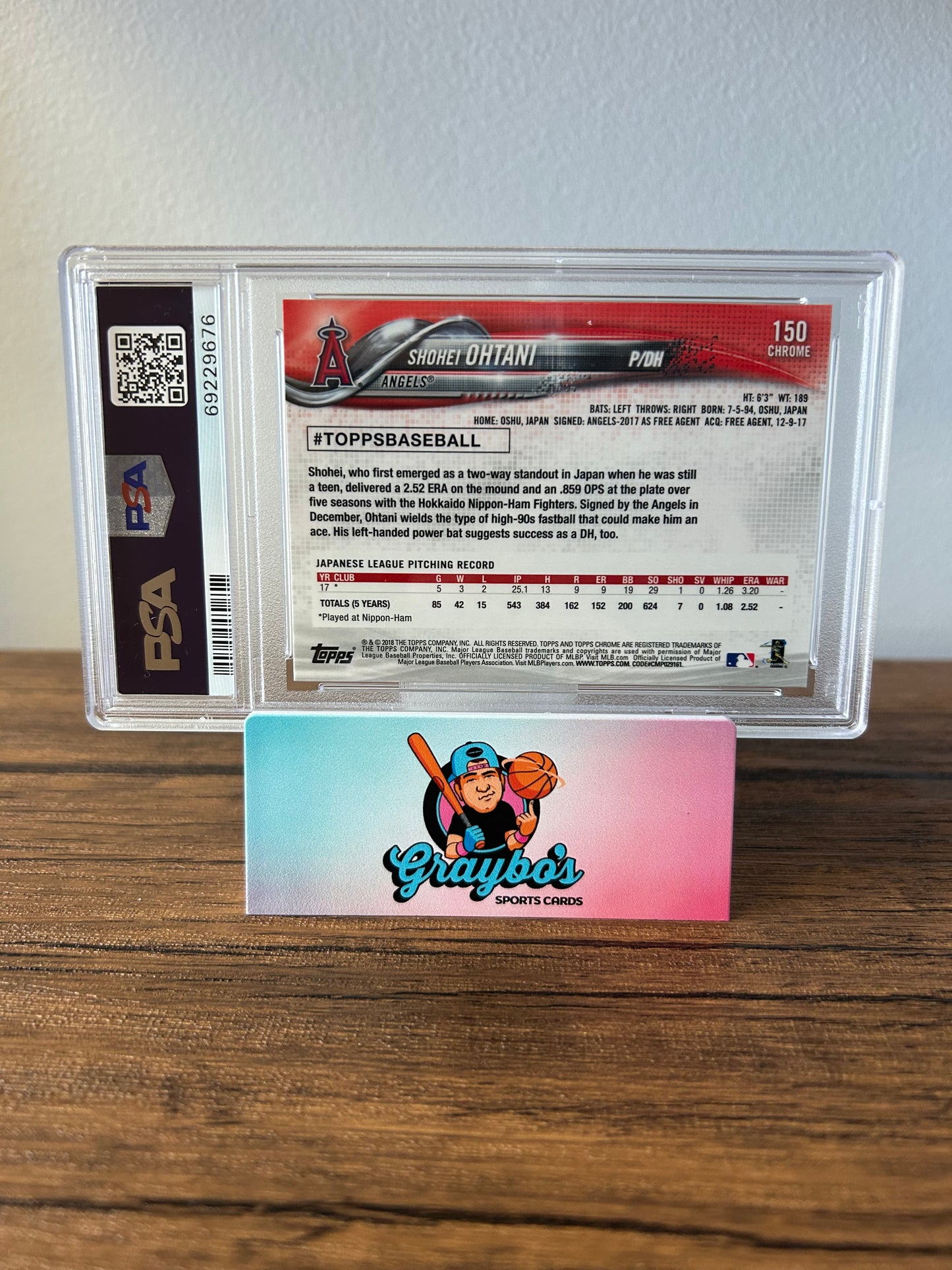2018 Topps Chrome Shohei Ohtani Pitching #150 PSA 10